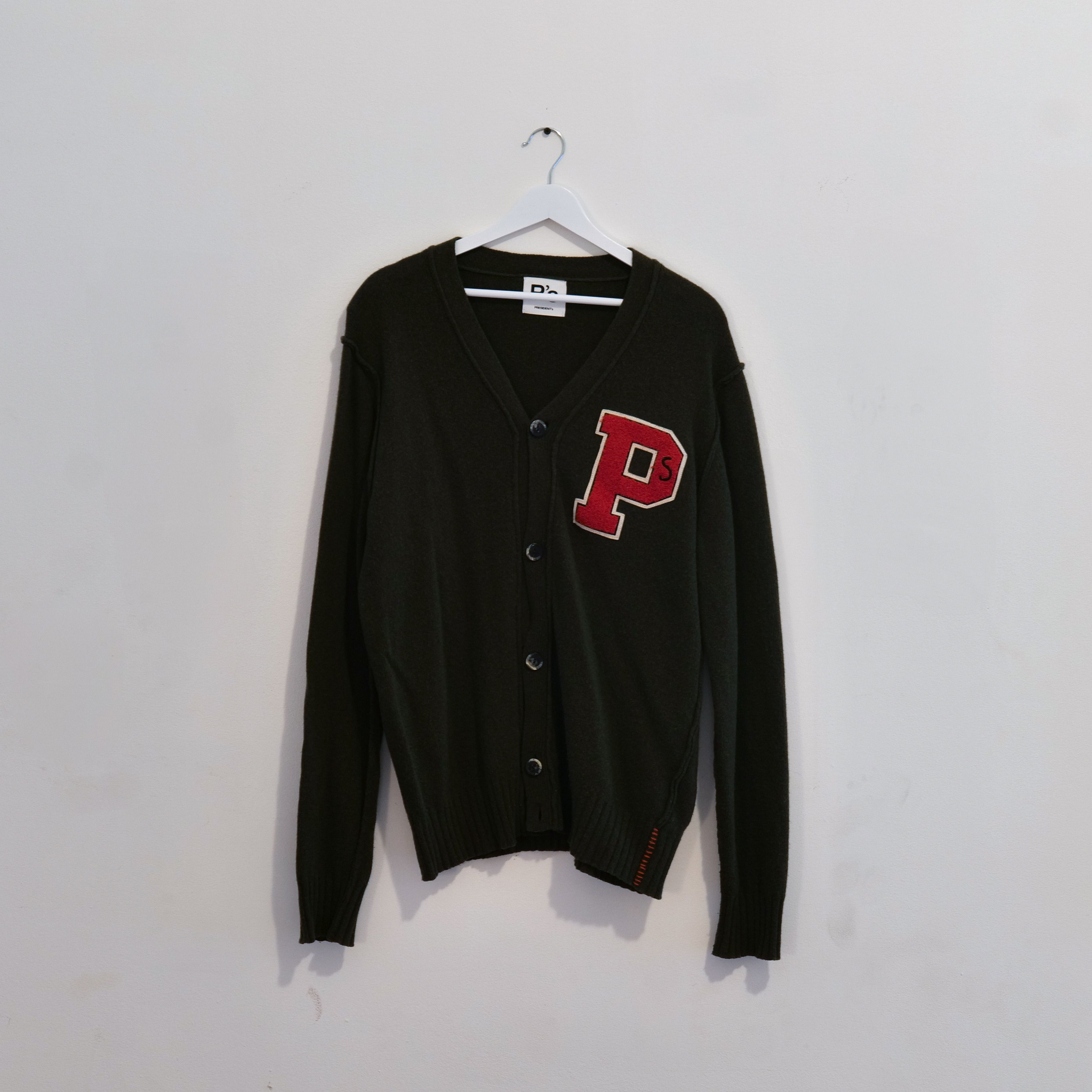 President's PRESIDENT's Khaki Self Edge Patch Cardigan Size US M / EU 48-50 / 2 - 1 Thumbnail