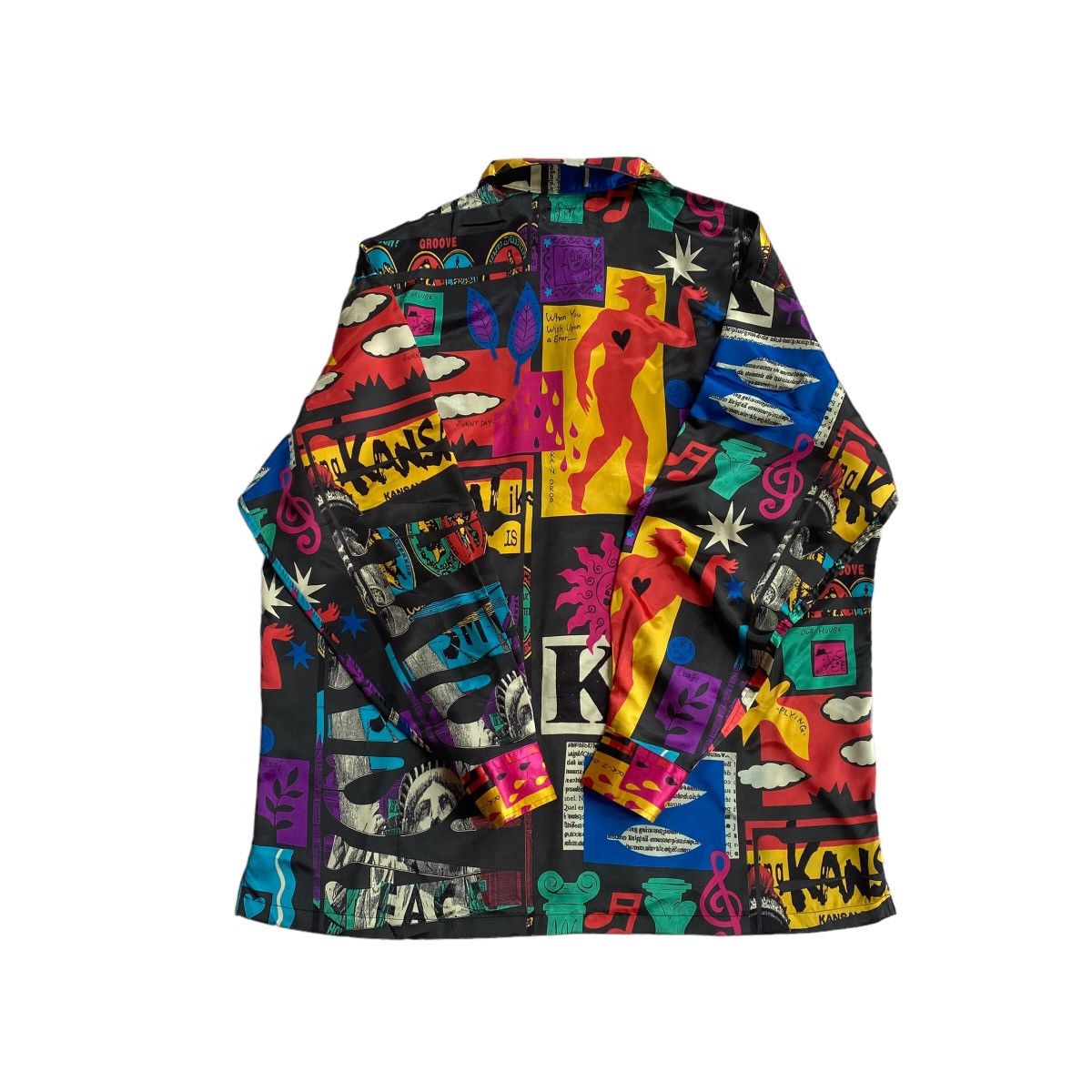 Kansai Yamamoto Rare Vintage 90s Kansai Man Allover Print Silk Shirt Size US L / EU 52-54 / 3 - 3 Thumbnail