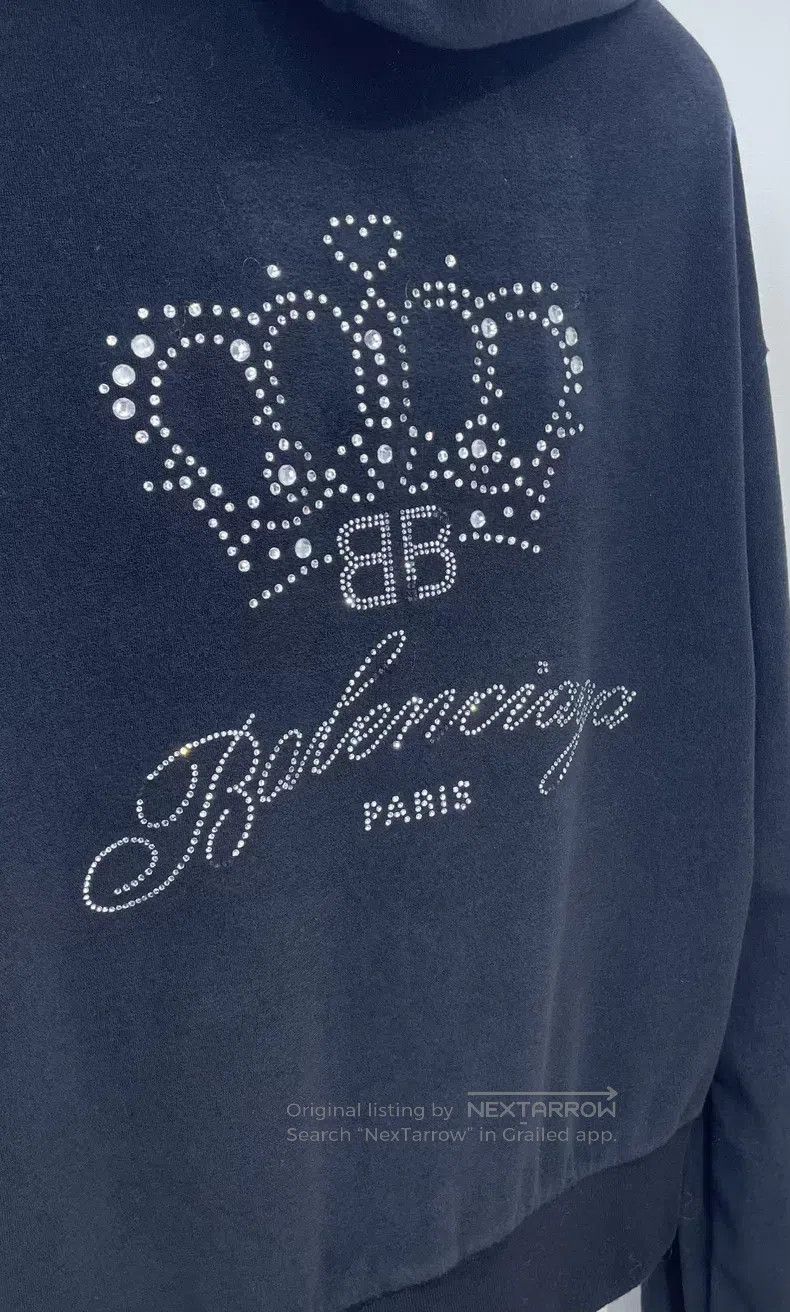 Balenciaga Balenciaga Crown Rhinestone Long Sleeve Hoodie Size US XS / EU 42 / 0 - 3 Thumbnail