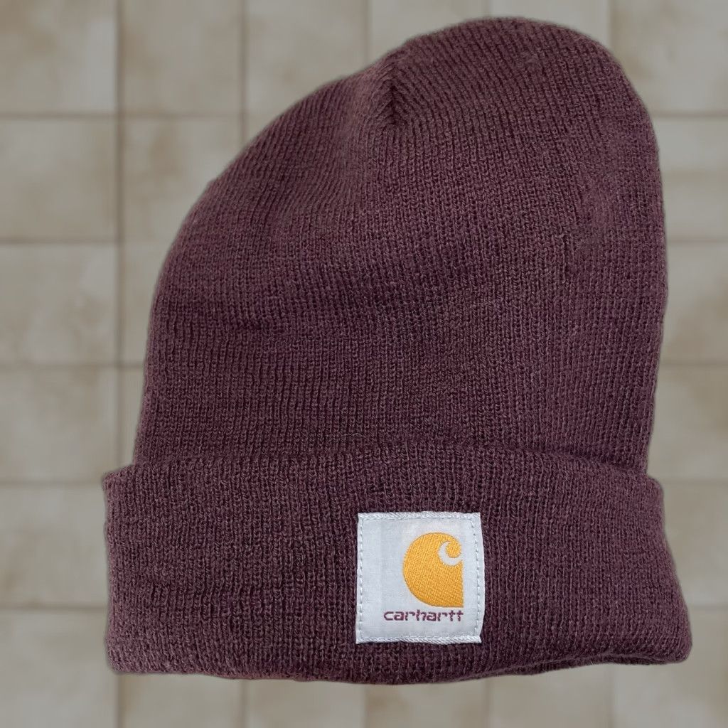 Carhartt Carhartt Beanie Hat Mens One Size Red Acrylic Knit Cuffed Winter Cold Weather Knit Solid Classic Outdoor Ski Beanie Mens Size ONE SIZE - 1 Thumbnail