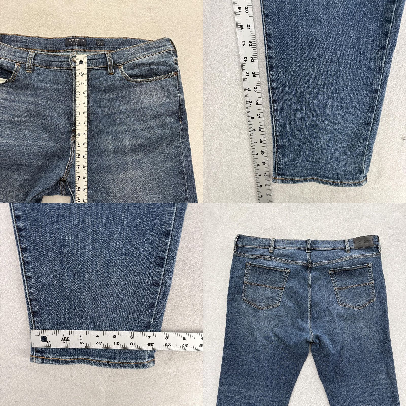 Lucky Brand Lucky Brand Athletic Taper Jeans Mens 44x34 Blue Wash 5-Pocket Denim Slim Straight Modern Streetwear Vintage No Size US 44 / EU 60 - 8 Thumbnail