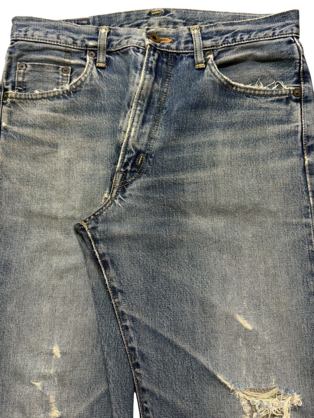 Vintage 90s Edwin 505xx Selvedge Blue Faded Wash Distressed