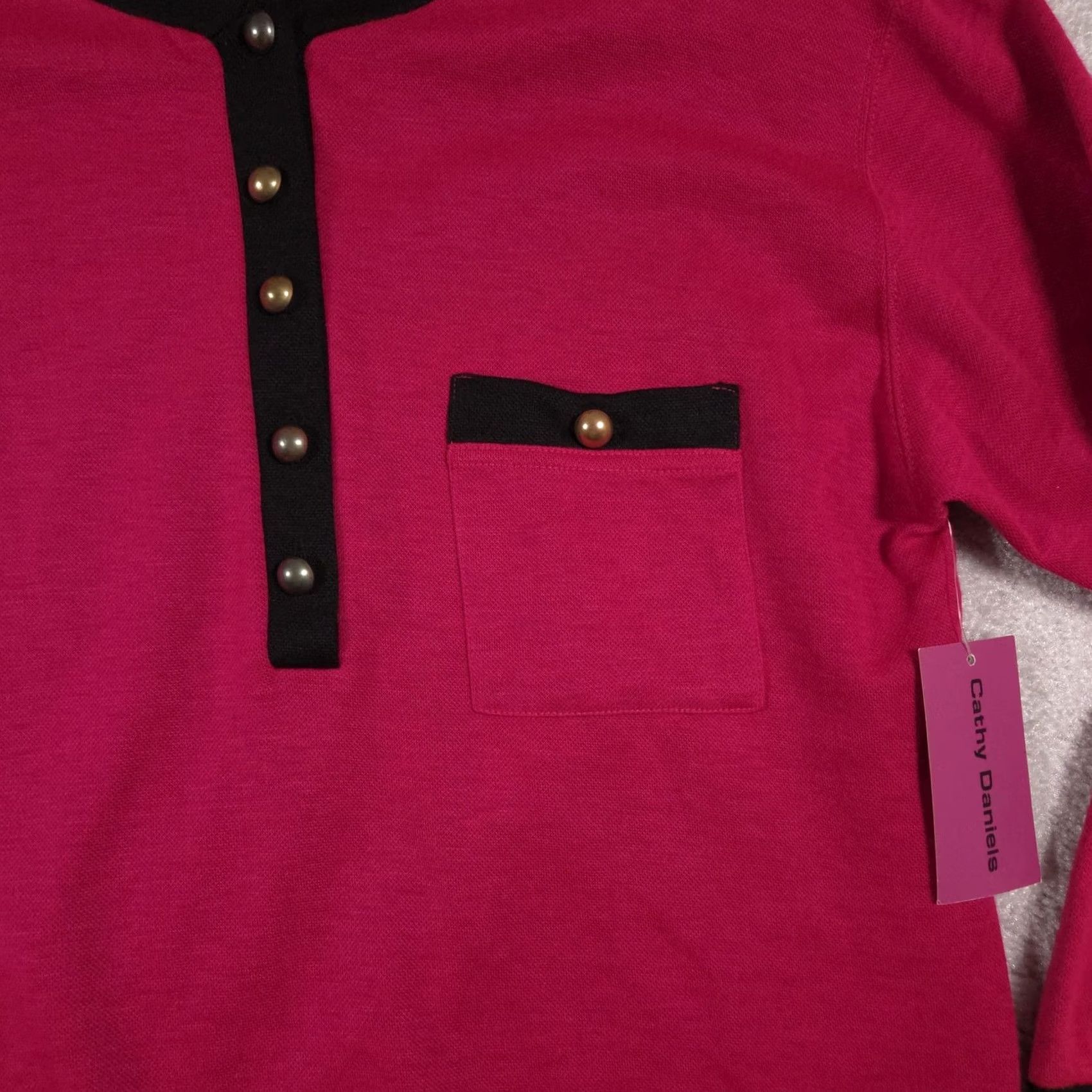 Vintage Cathy Daniels Sweater Womens Large Pink Pocket Long Sleeve NWT Pullover Crew Neck Size L / US 10 / IT 46 - 4 Thumbnail