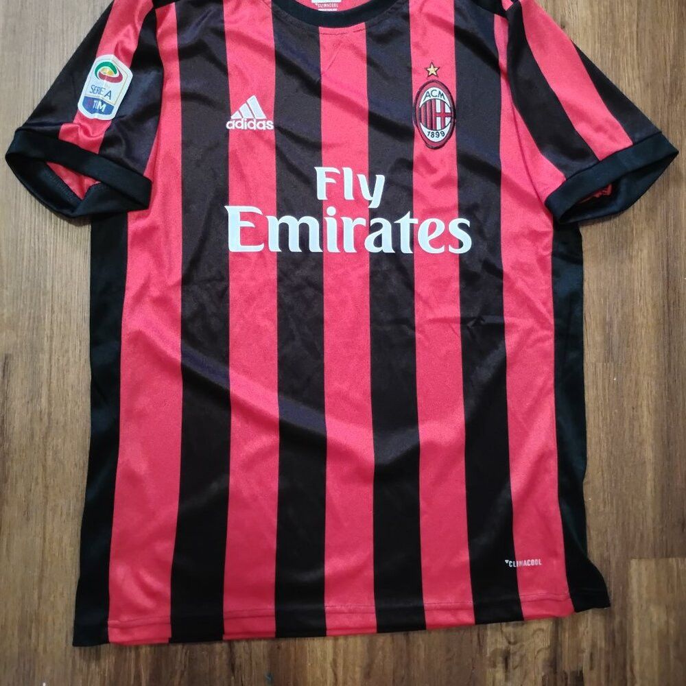 Adidas Adidas AC Milan Fly Emirates Soccer Futbol Jersey 2017-18 Size US L / EU 52-54 / 3 - 3 Thumbnail