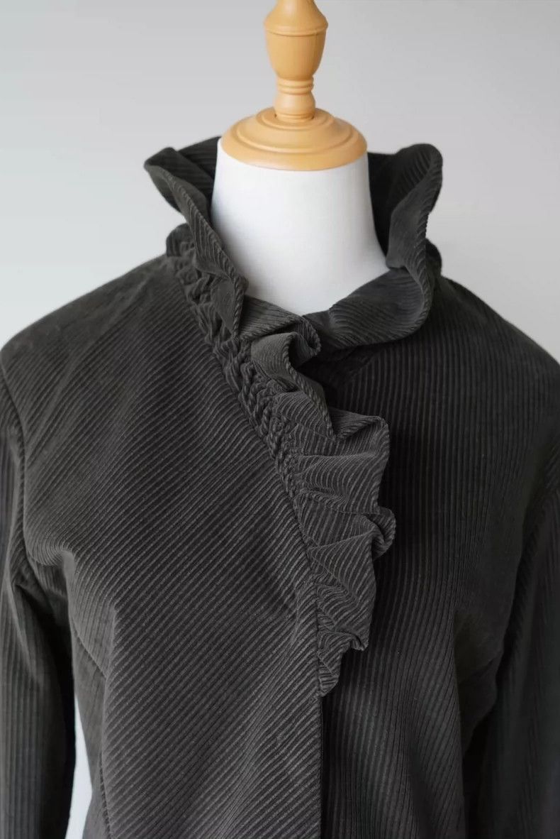 Kenzo KENZO Moss green petal collar corduroy coat, 1990s Size XS / US 0-2 / IT 36-38 - 7 Thumbnail
