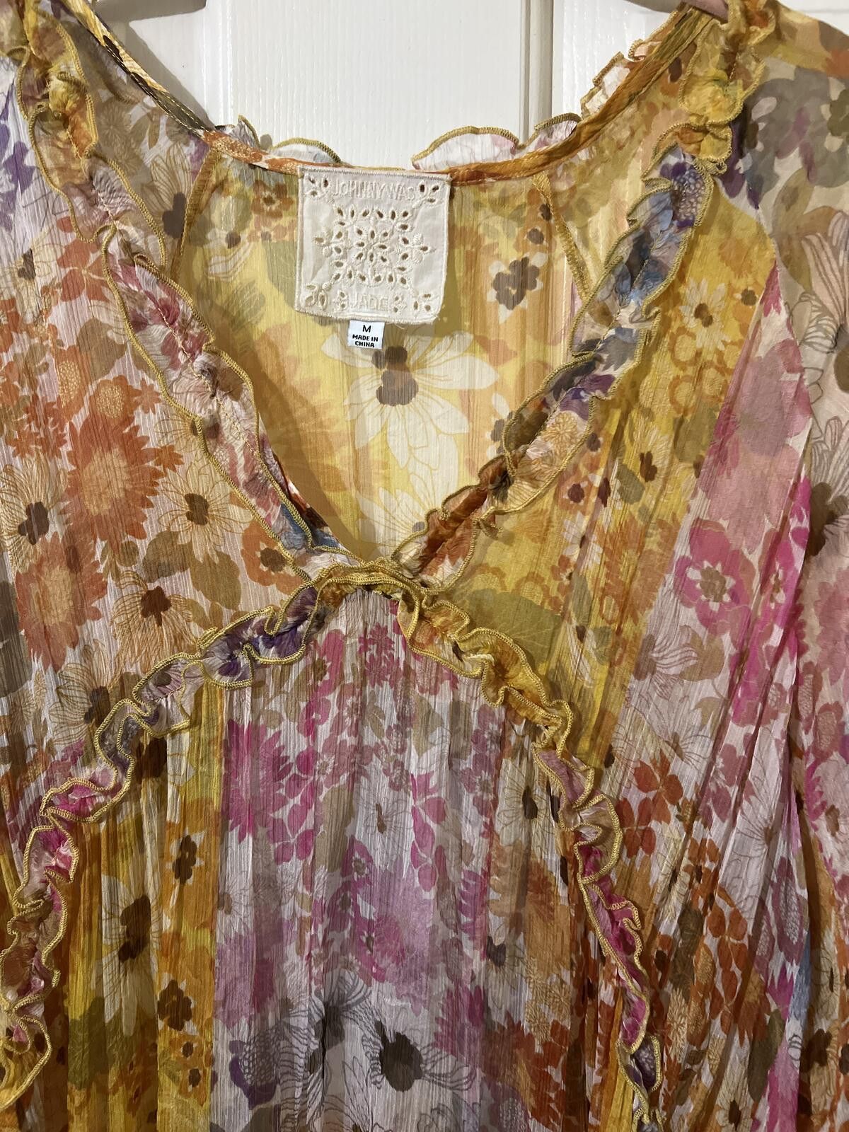 Other Johnny Was Jade Floral Print Boho Dress M sheer cottagecore Size M / US 6-8 / IT 42-44 - 3 Thumbnail