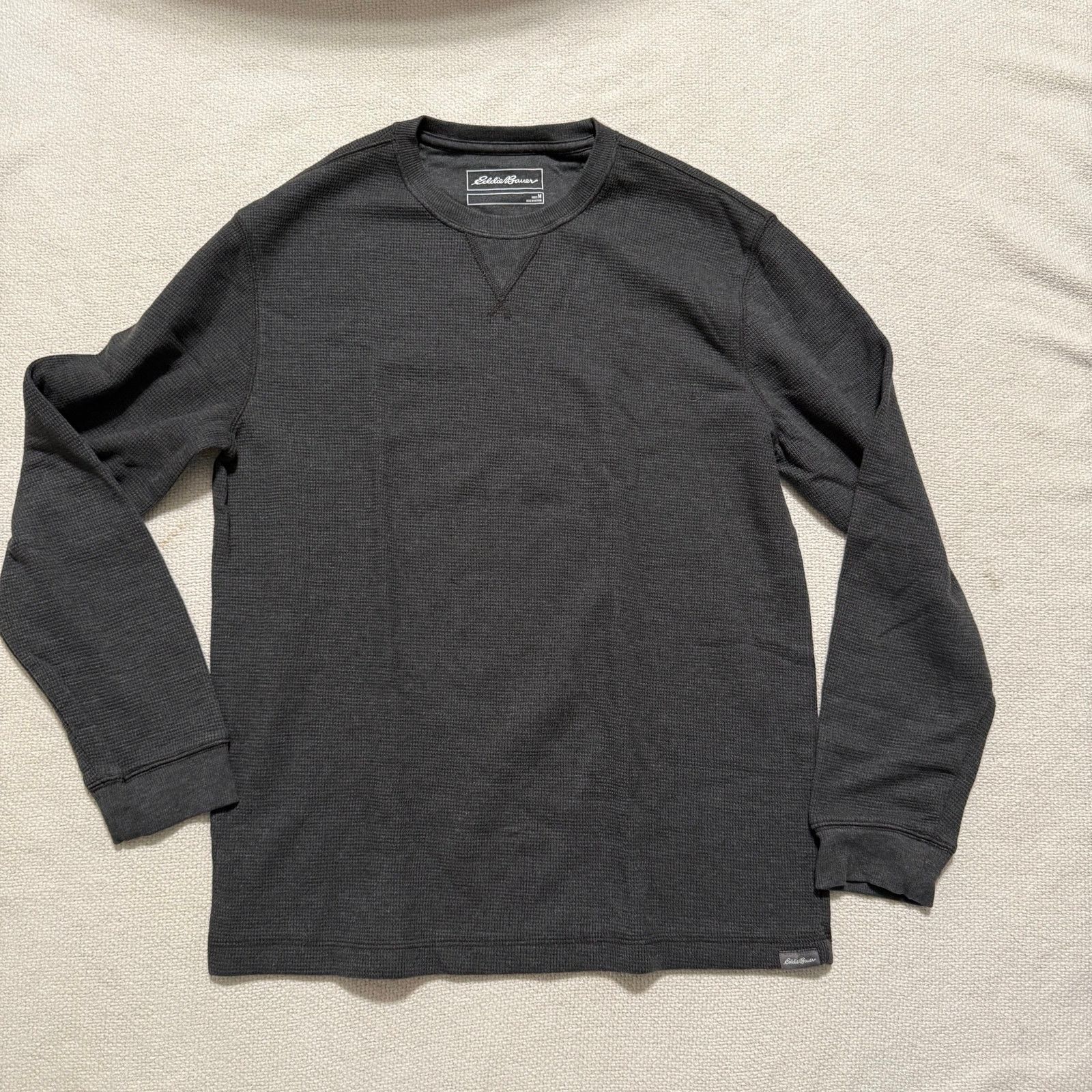 Eddie Bauer Eddie Bauer Black Waffle Knit Long Sleeve Shirt | Sz M Size US M / EU 48-50 / 2 - 2 Thumbnail
