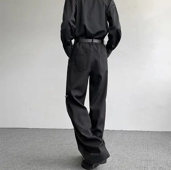 VIBE Avant garde retro buckle pu leather mix pleated pants Size US 29 - 6 Thumbnail