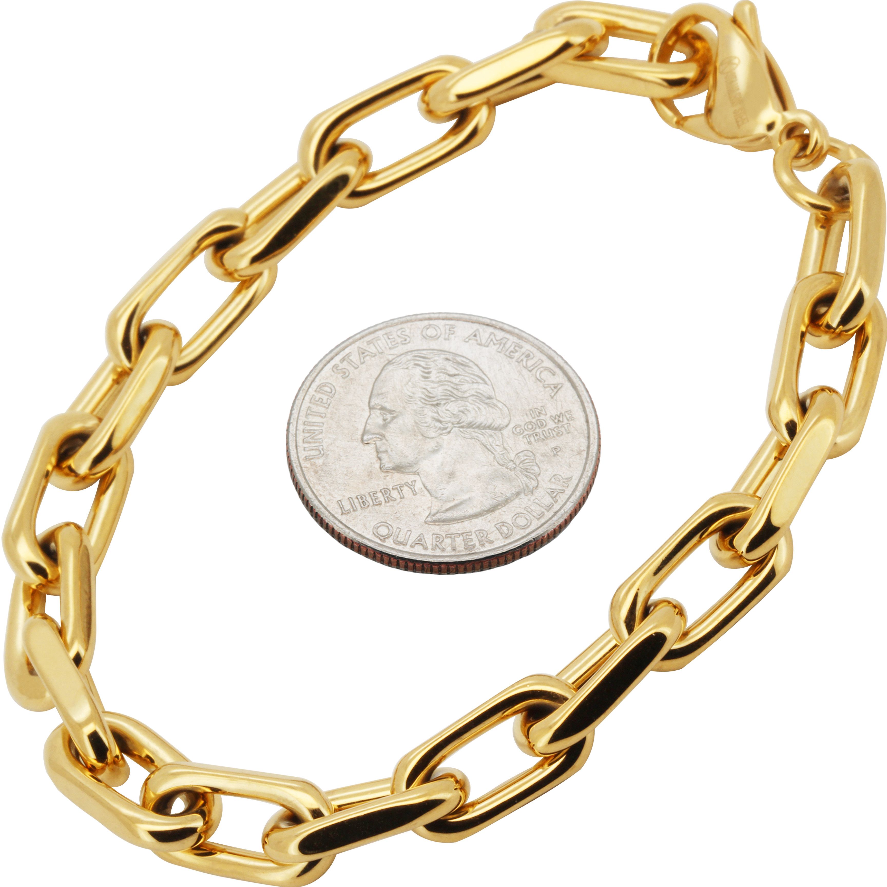 Other 316L SS 18k GP 8mm Paper Clip Cable Link Bracelet 8.5" Size ONE SIZE - 1 Preview