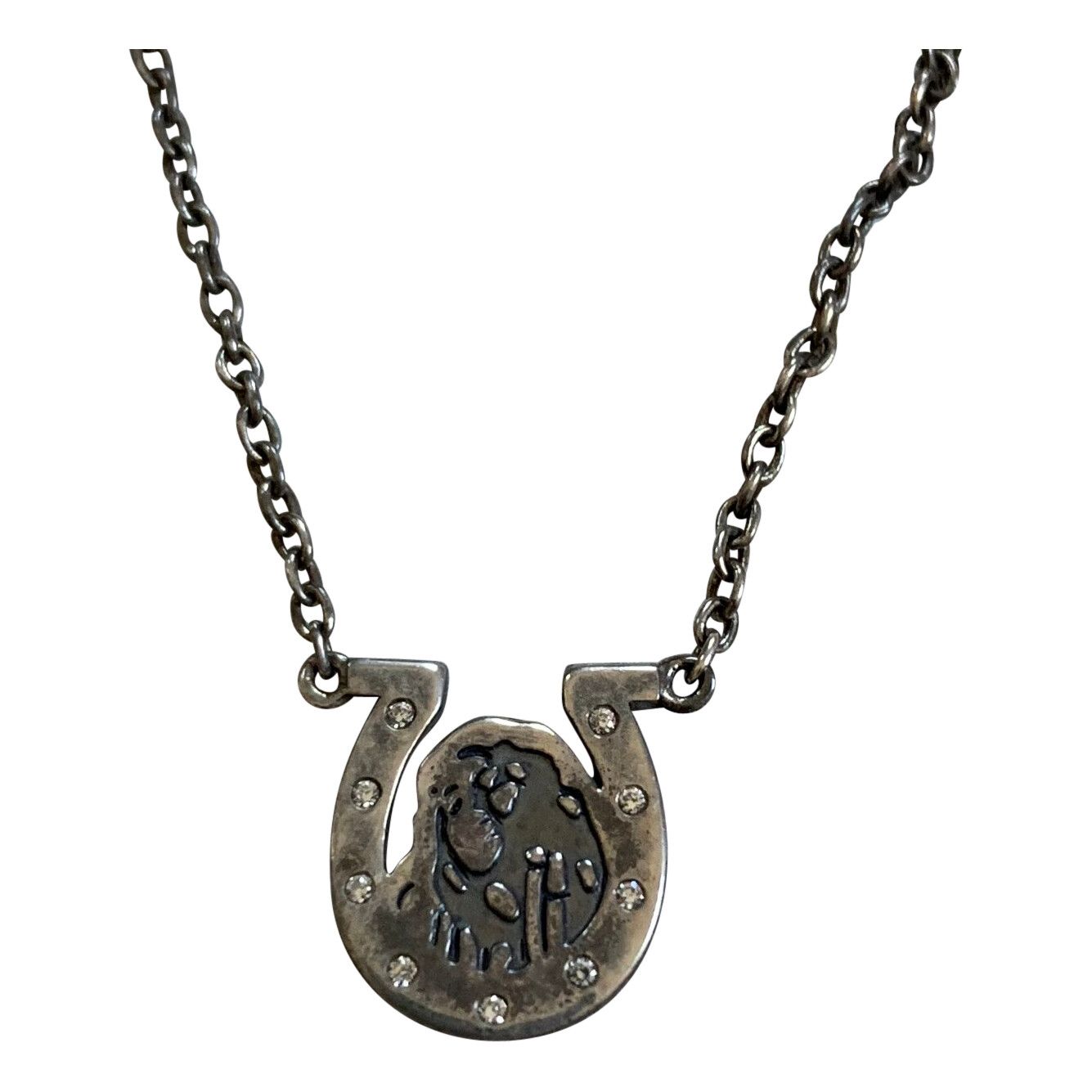 Image of Hysteric Glamour Sterling Silver Diamond Horseshoe Necklace, Men's