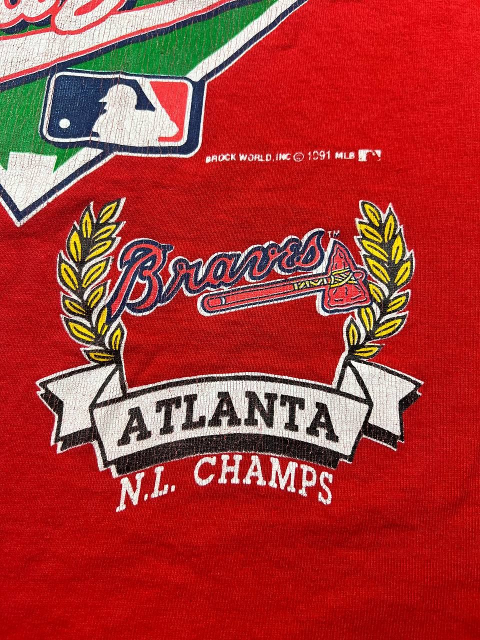 Vintage Vintage Atlanta Braves T-Shirt 1991S World National Series Size US XL / EU 56 / 4 - 7 Thumbnail