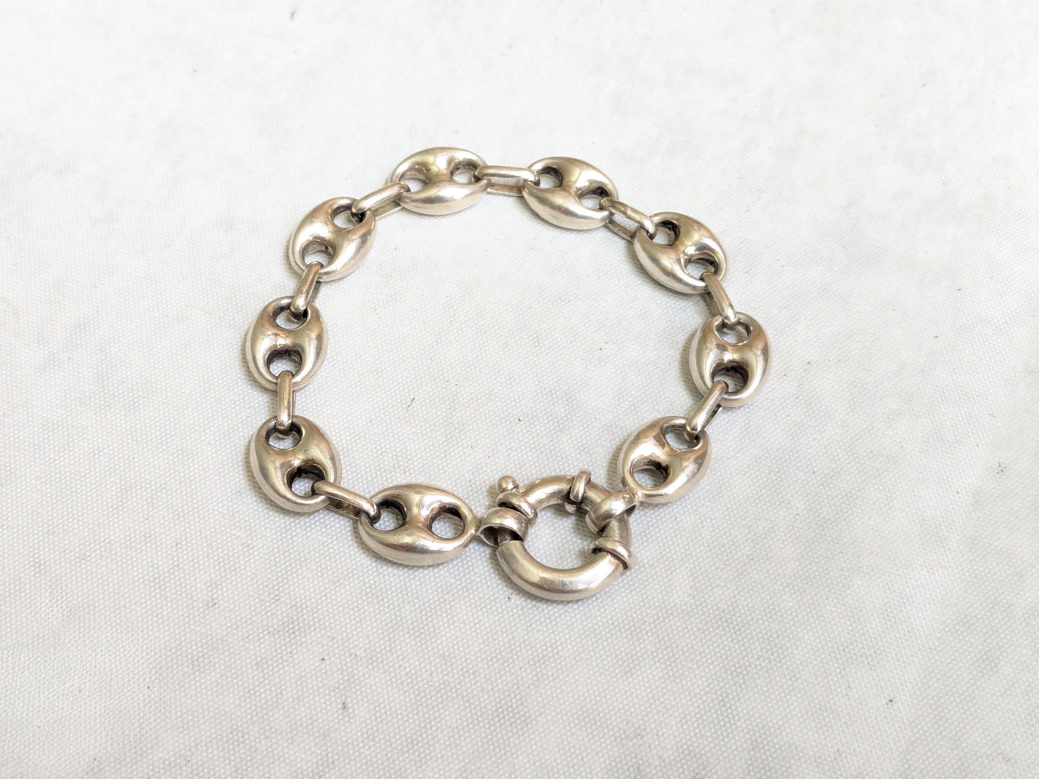 Jewelry Vintage Sterling Silver Anchor Mariner Bracelet 6.75" Hollow Size 26 - 2 Thumbnail