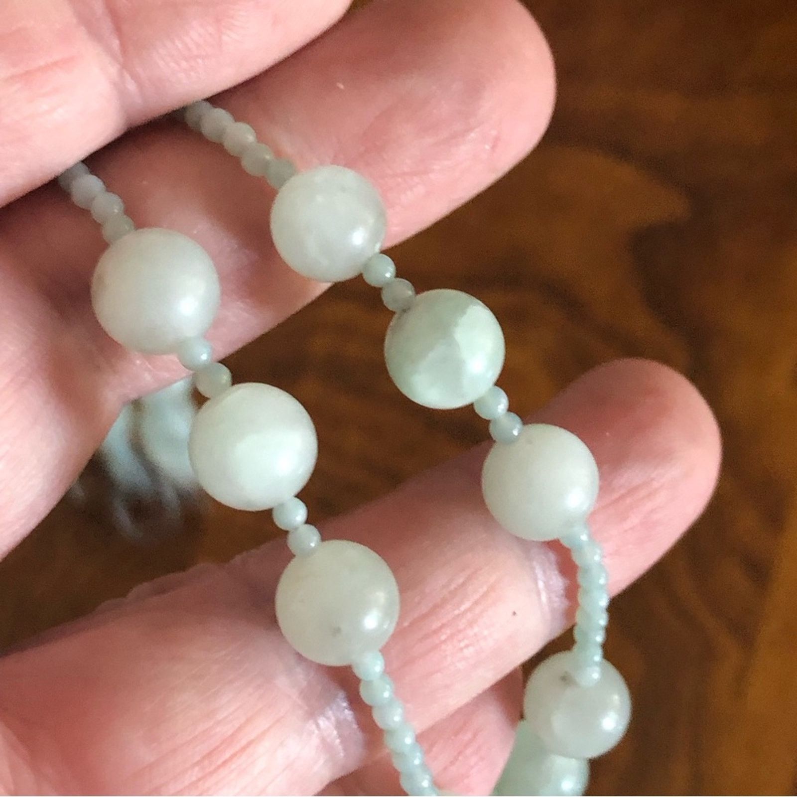 Handmade Hand crafted jadeite stone beaded 925 toggle clasp necklace Size ONE SIZE - 9 Thumbnail