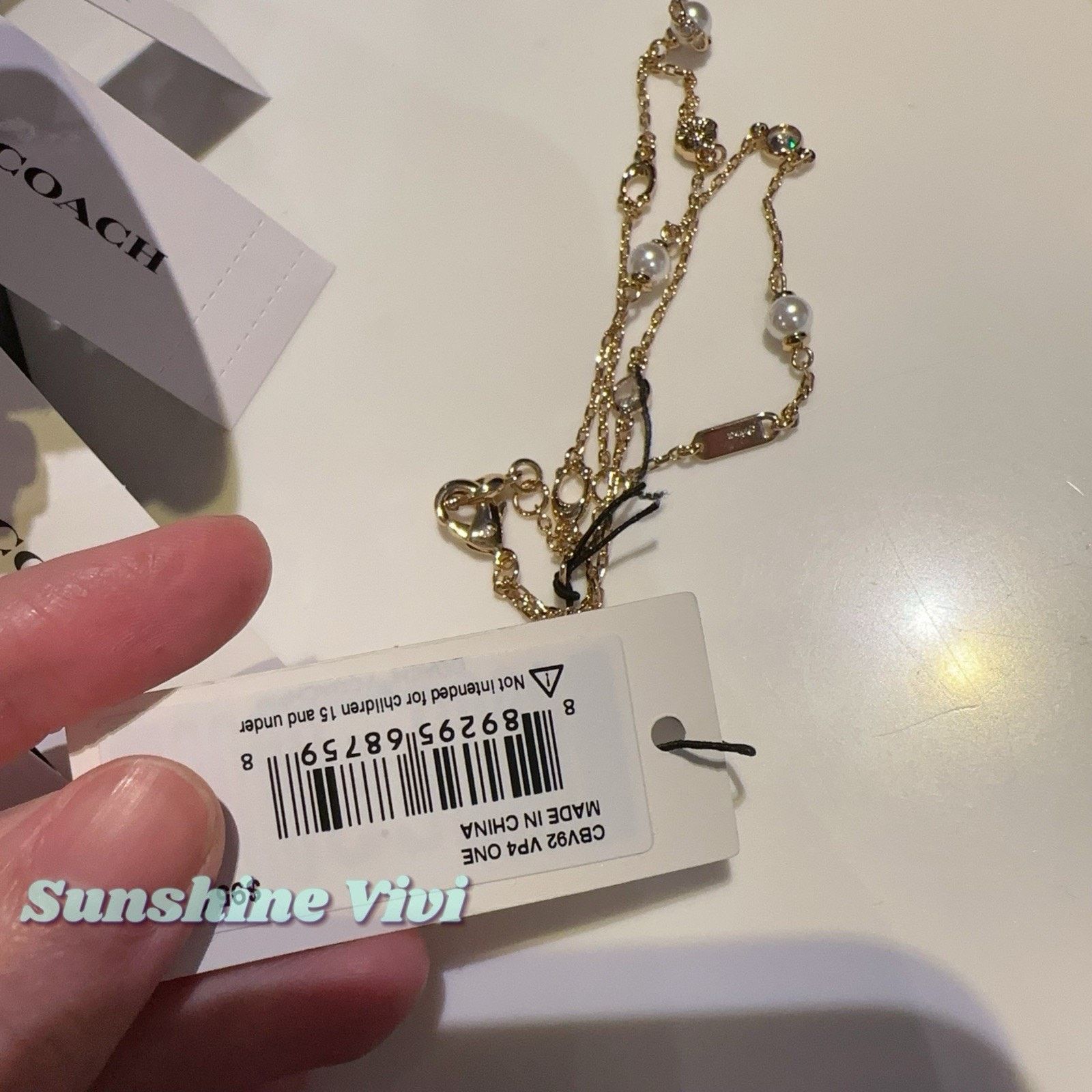 Coach NWT Coach Pearl Charm Double Bracelet CBV92 Gold Color Size ONE SIZE - 7 Thumbnail