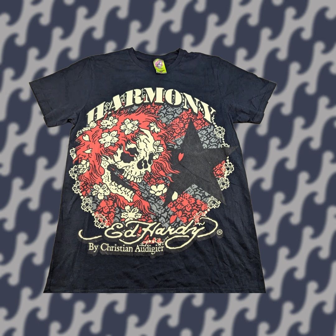 Harmony Christian Audigier by Ed Hary Mens T-Shirt Harmony Skull Star Black tee Size S Size US S / EU 44-46 / 1 - 1 Thumbnail