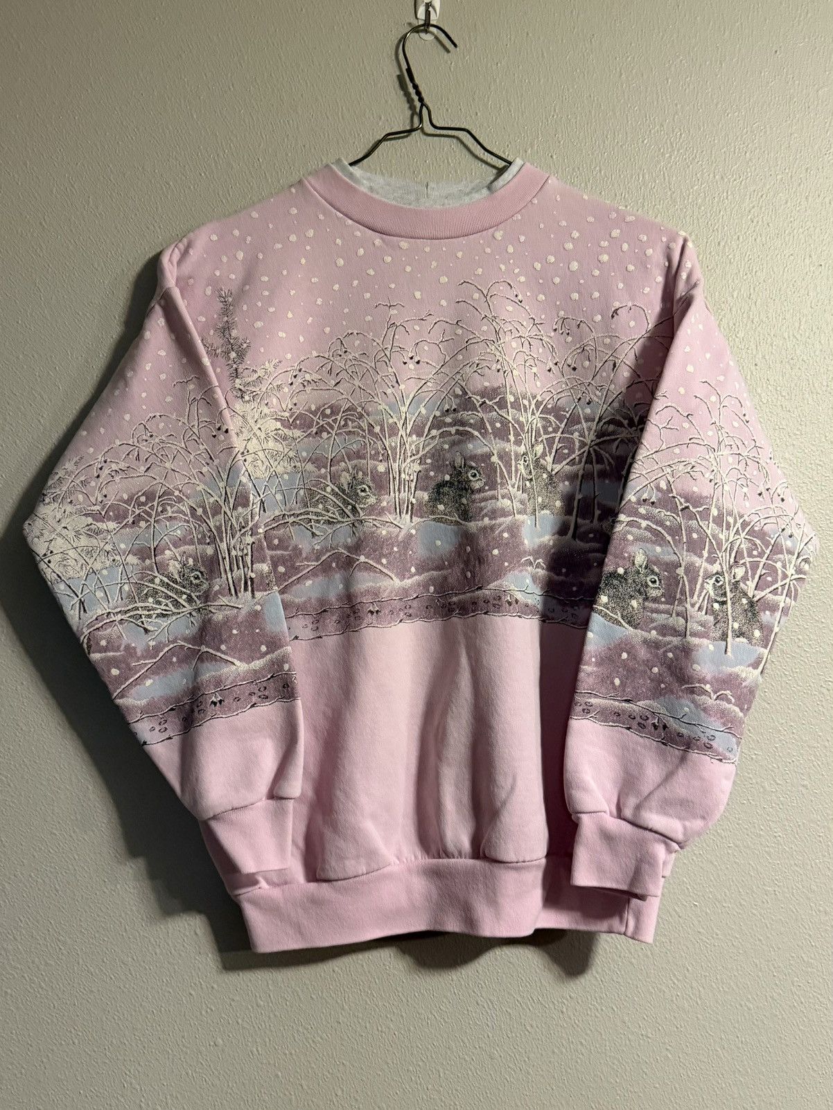 Vintage vtg 90s snow bunny puff print AOP winter nature sweatshirt Size US S / EU 44-46 / 1 - 1 Thumbnail