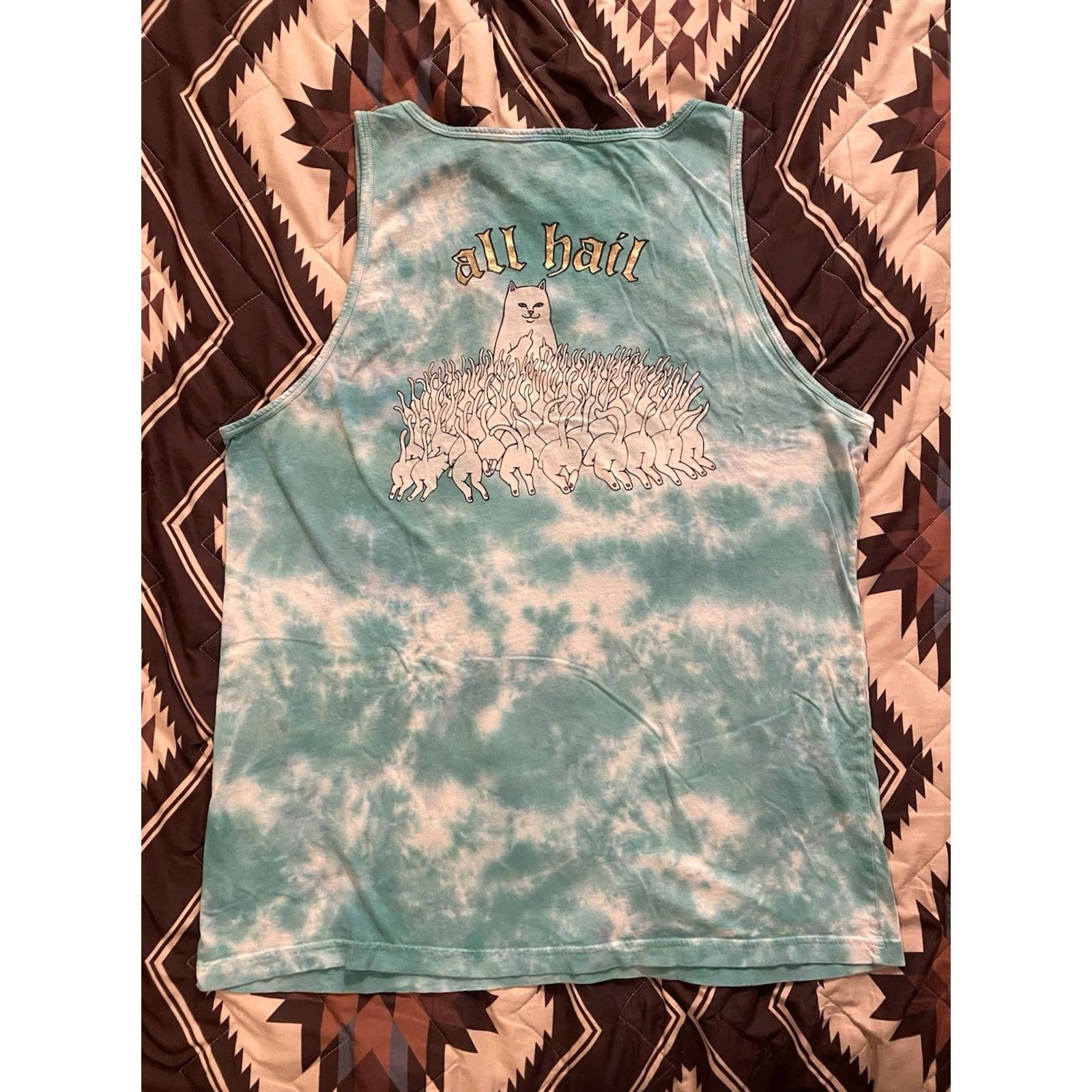 RIPNDIP RIPNDIP Tank Top Tie Dye All Hail Lord Cat Blue Men’s XL Tank Top Sleeveless Beach Surf Skate Shirt T-Shirt Size US XL / EU 56 / 4 - 2 Thumbnail