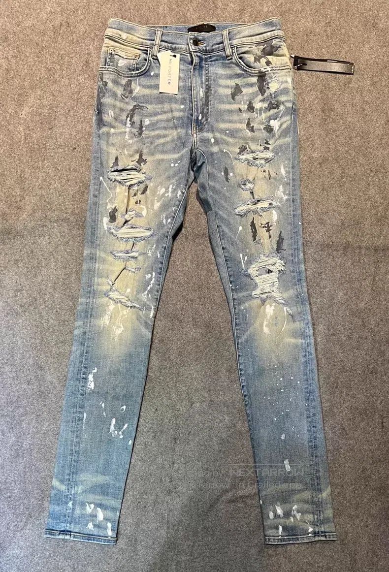 Amiri Amiri Classic seasonal splattered indigo denim jeans size Size US 34 / EU 50 - 1 Thumbnail