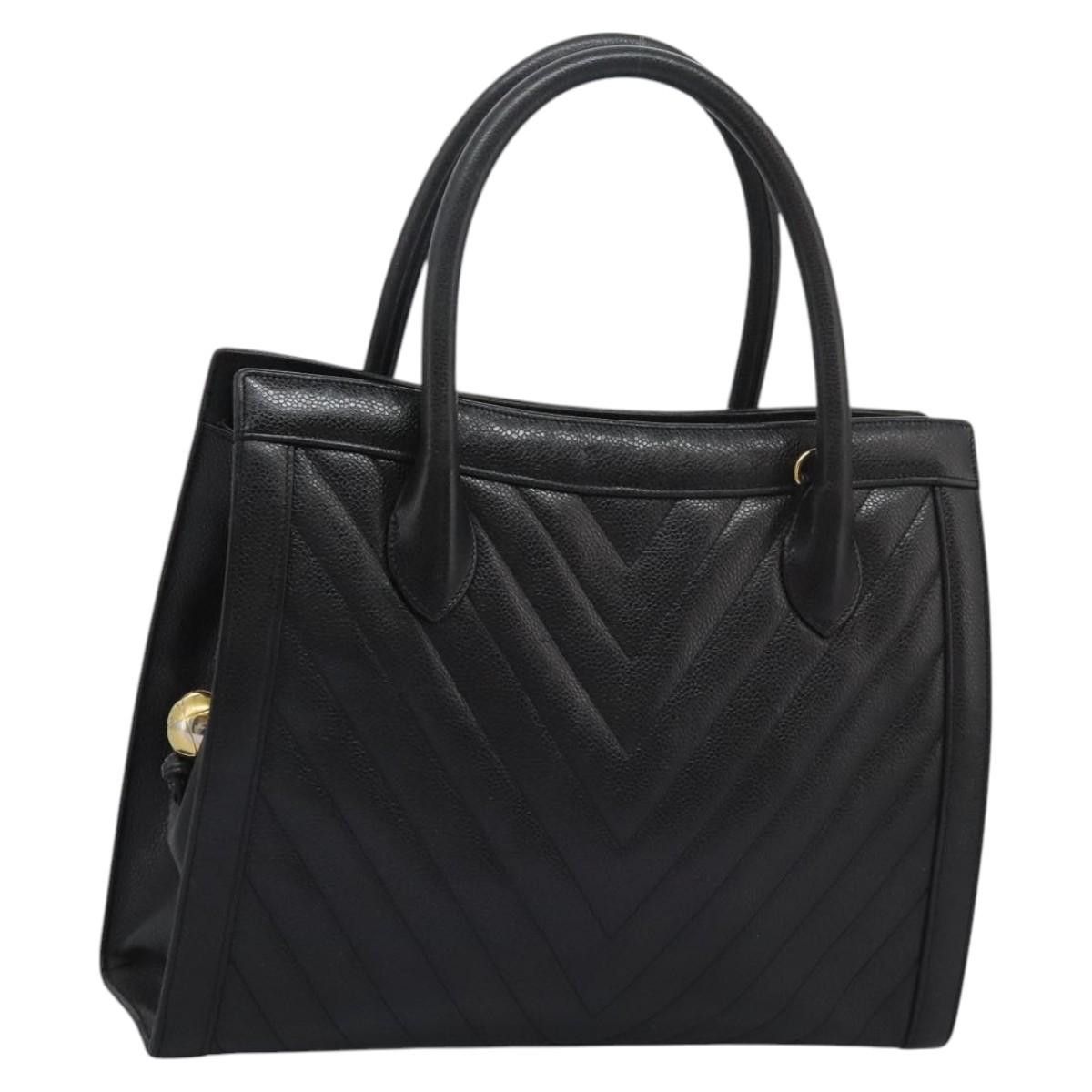 Chanel V-Stich Black Leather Handbag (Pre-Owned) Size ONE SIZE - 1 Thumbnail