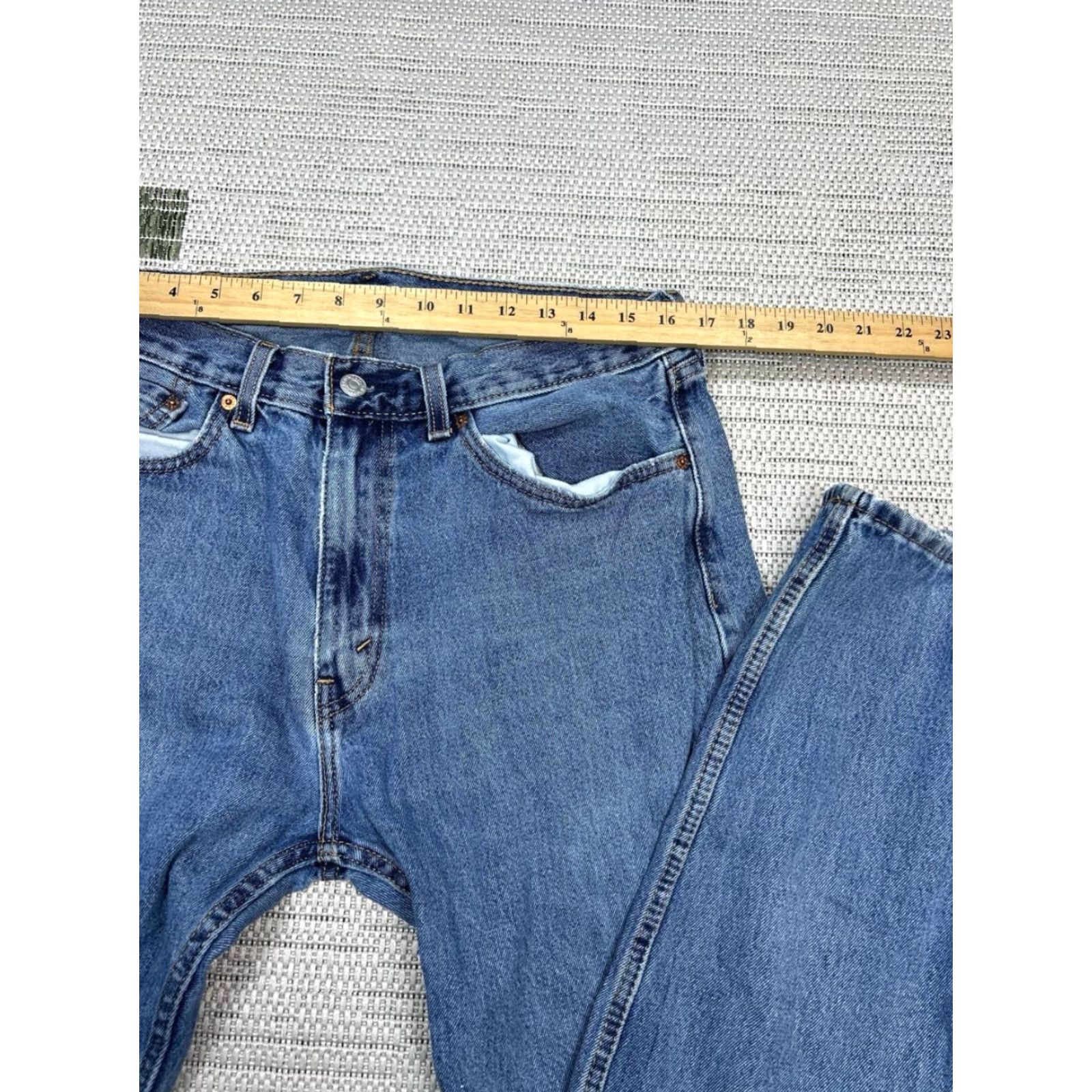Levi's Levis 505 Jeans Men Blue Denim Cotton Regular Fit Mid Rise Straight Leg 32x29 35 Size US 35 - 3 Thumbnail