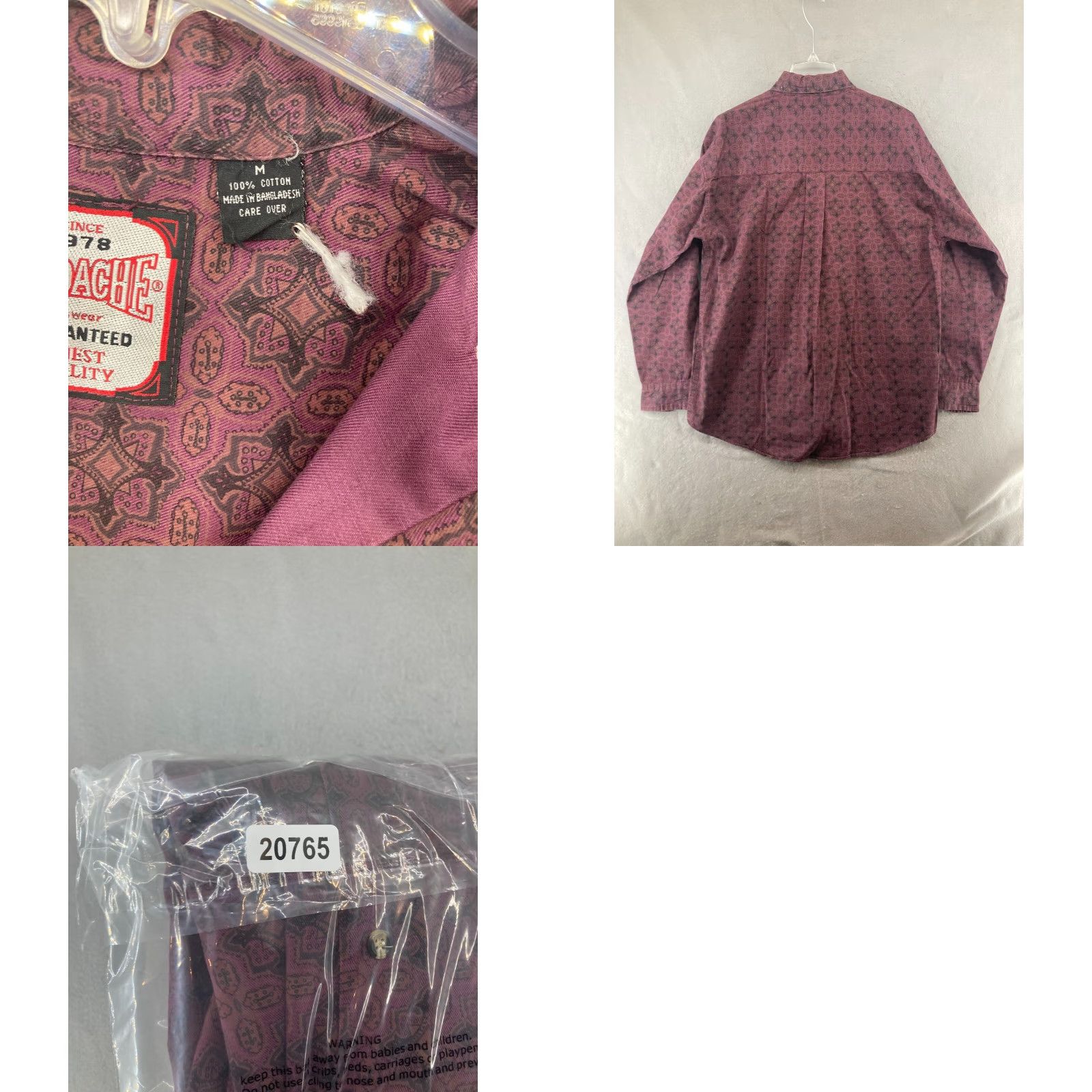 Jordache VINTAGE Jordache Mens Shirt Geometric Button-Up 80s 90s Red Burgundy Long Sleeve Casual Business Pocketed Men M Size US M / EU 48-50 / 2 - 8 Thumbnail