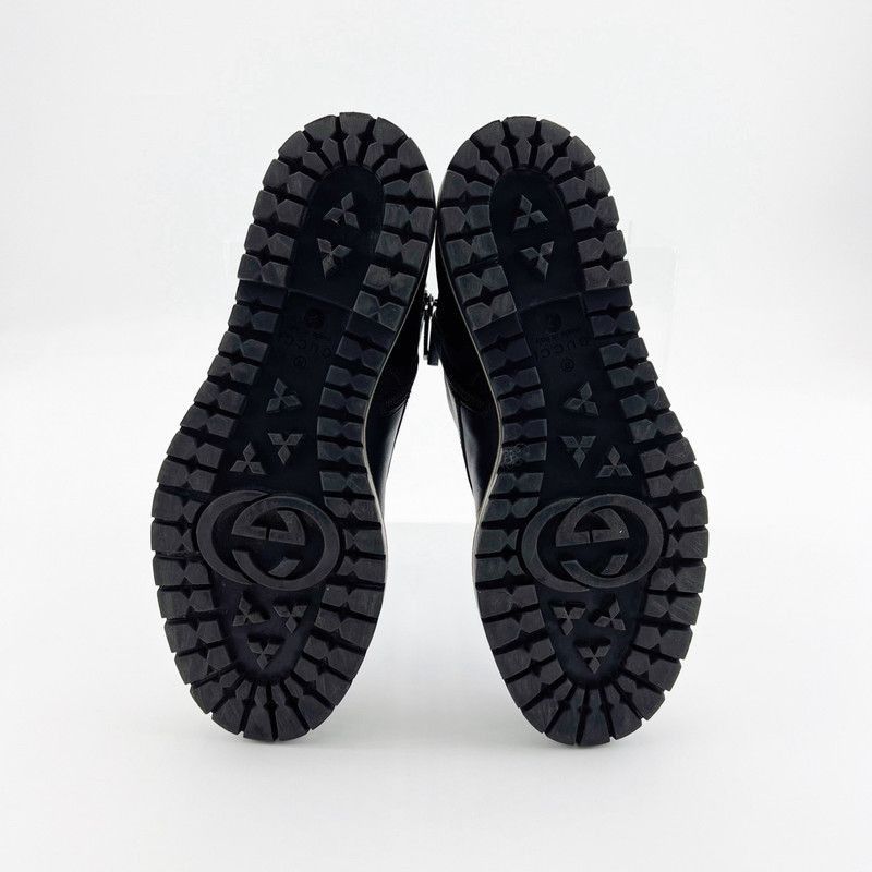Gucci GUCCI Black Round-Toe Lace-Up Ankle Boots - Size US 8 / EU 41 - 4 Thumbnail