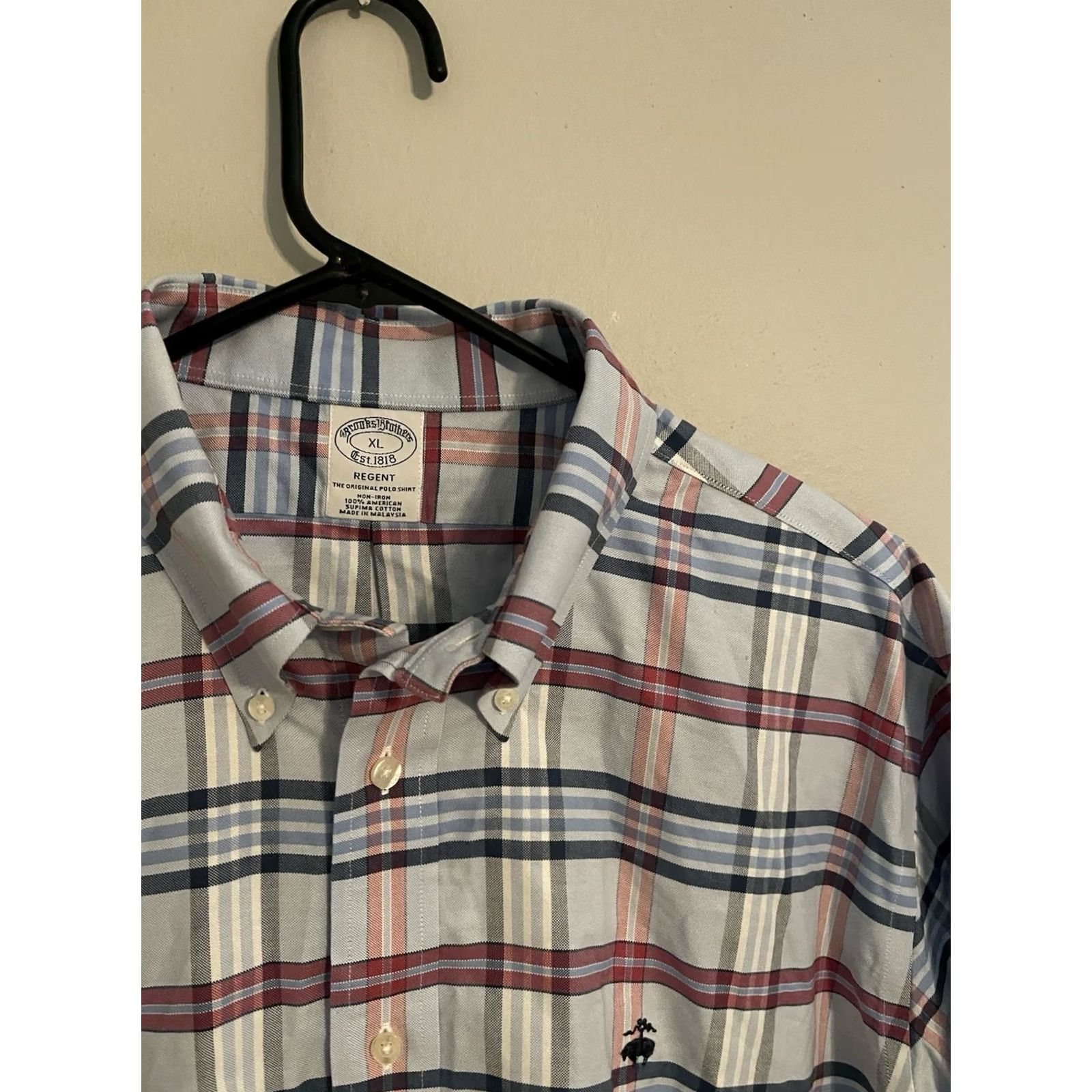 Brooks Brothers Brooks Brothers Regent Fit Supima Plaid L/S Button Casual Dress Shirt - Men's XL Blue Knit Cotton Button-Down 100% American Supima Regular Vintage? No Size US XL / EU 56 / 4 - 2 Thumbnail