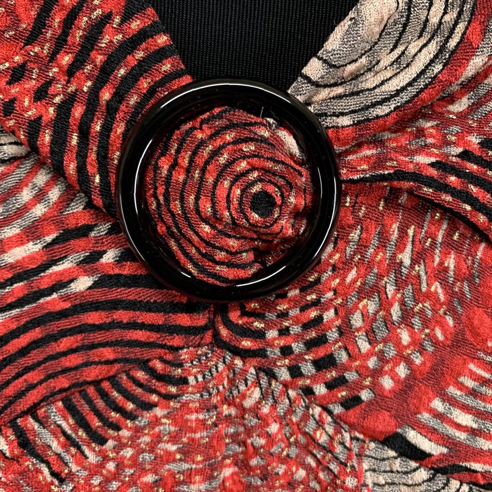 JM Collection JM Collection Womens Blouse Shirt Top Circle Ring Front V-Neck Long Sleeve Petite Medium Red Geometric Pattern Pullover Casual Party/Cocktail Womens Size M / US 6-8 / IT 42-44 - 4 Thumbnail