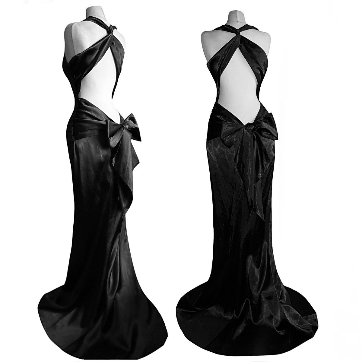 Vintage Stunning long satin dress with an open back Size S / US 4 / IT 40 - 4 Thumbnail