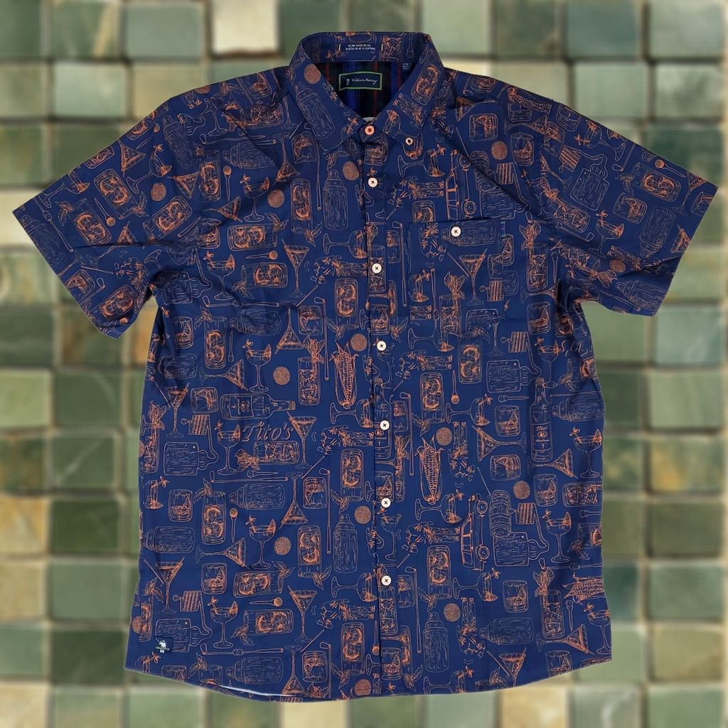 Vintage William Murray Tito's Vodka Hawaiian Camp Shirt Allover Print Mens L Blue Shirt Size US L / EU 52-54 / 3 - 1 Thumbnail