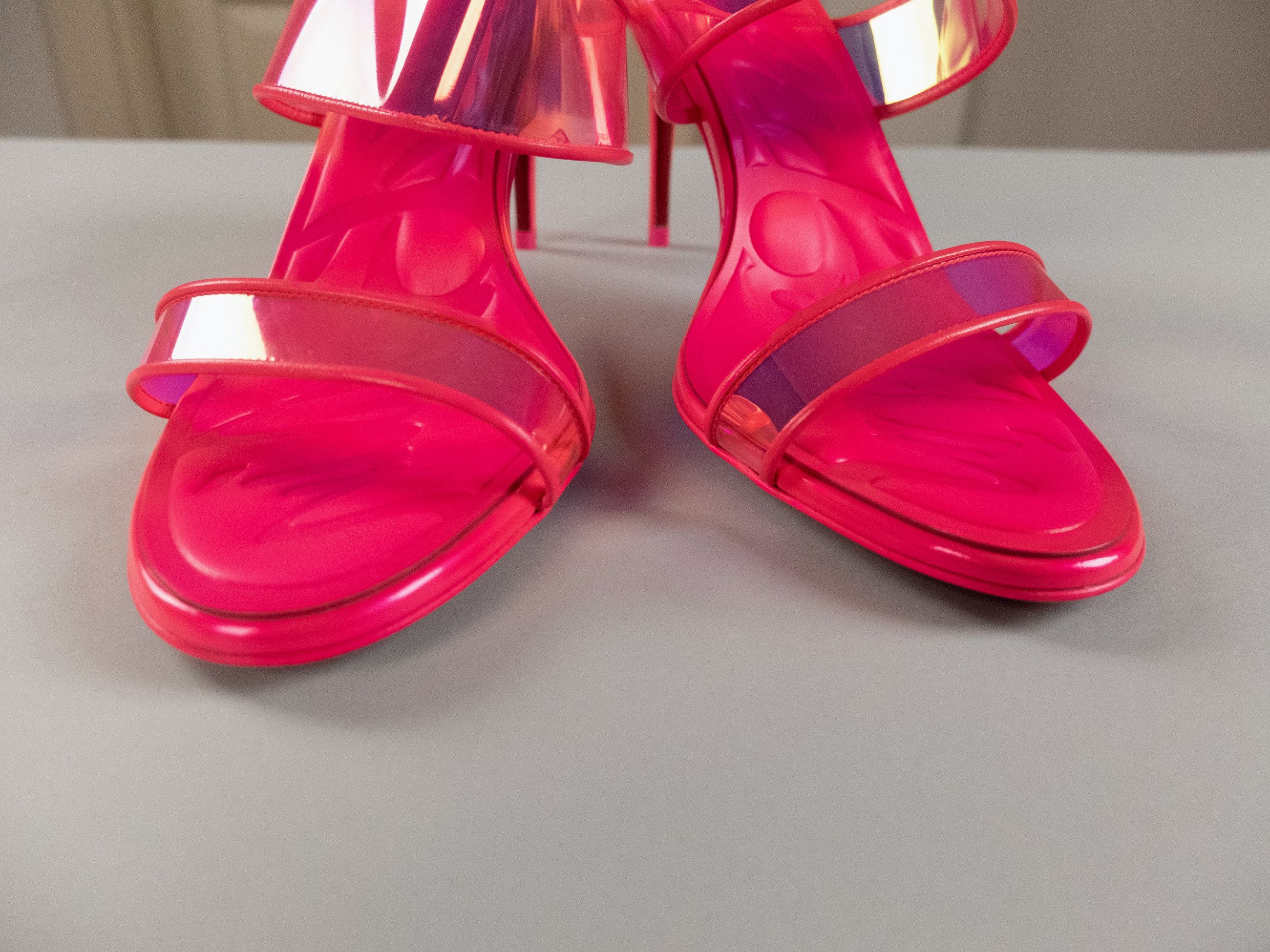 Christian Louboutin CHRISTIAN LOUBOUTIN Just Loubi pink PVC leather trim mules Size US 8.5 / IT 38.5 - 8 Thumbnail