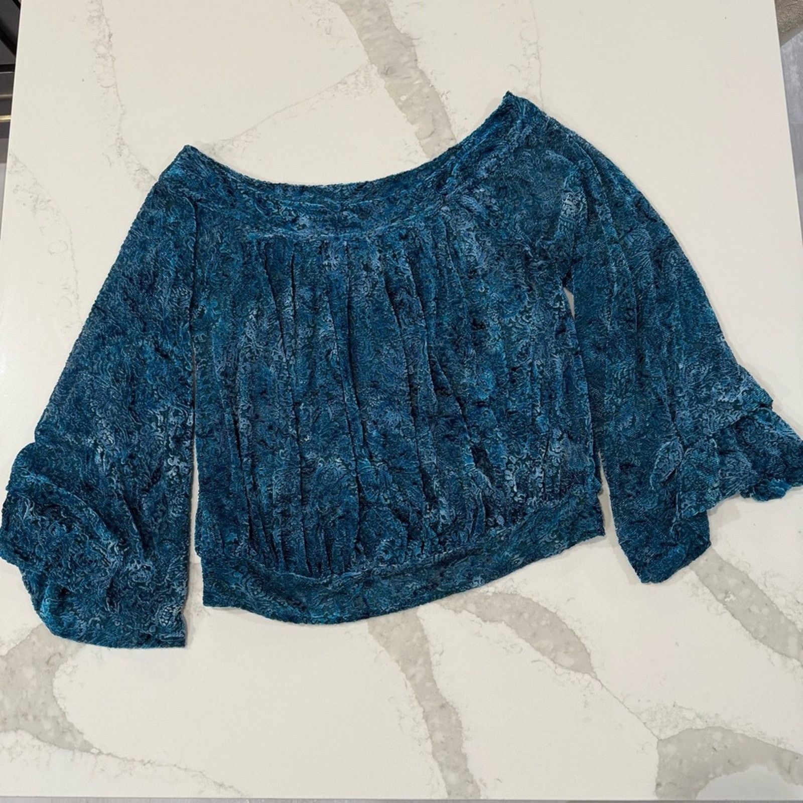 Free People Free People Ginger Berry Sheer Top Burnout Velvet Women’s M Size M / US 6-8 / IT 42-44 - 4 Thumbnail