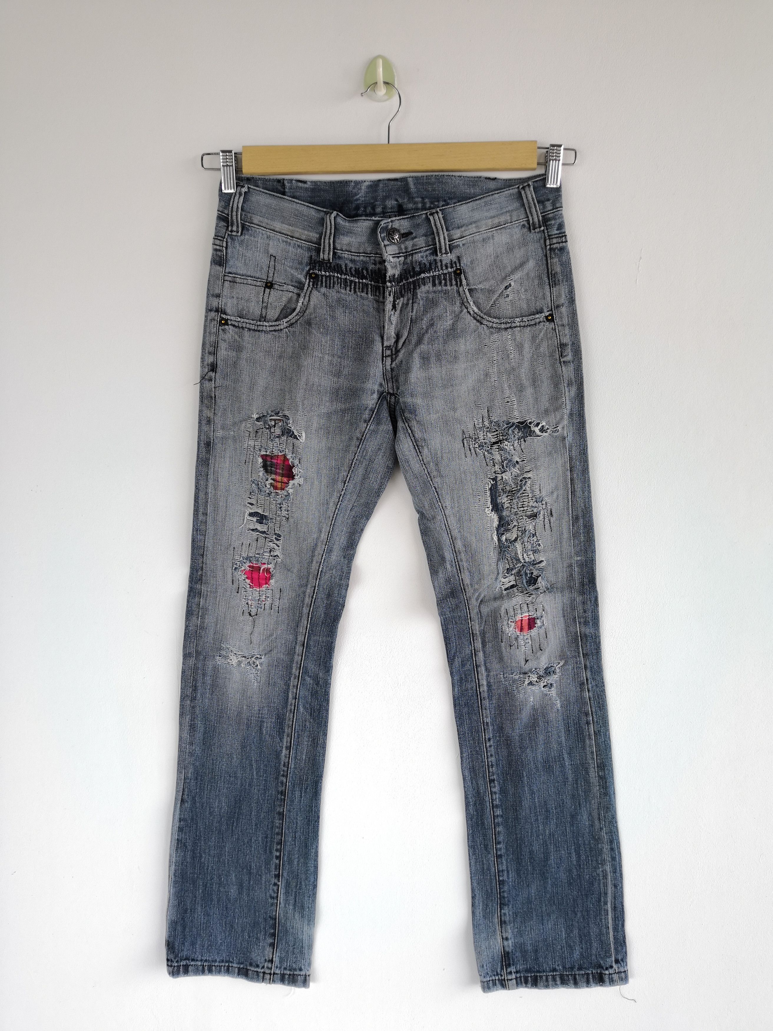 Japanese Brand Y2K 2#1 Distressed Faded Jeans Skulls Yesus Love You Denim Size US 32 / EU 48 - 1 Thumbnail