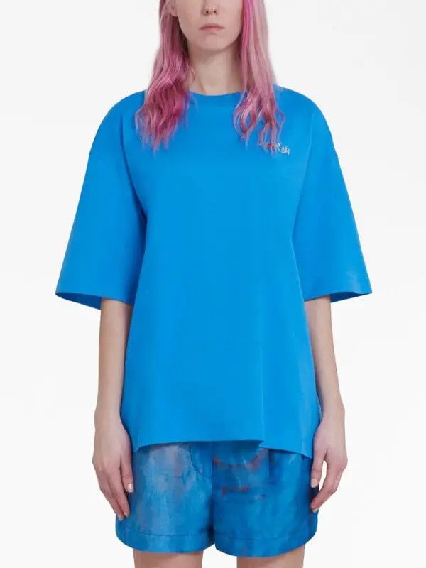 Marni o1y1125 Short Sleeves T-Shirt in Azure Size M / US 6-8 / IT 42-44 - 3 Thumbnail