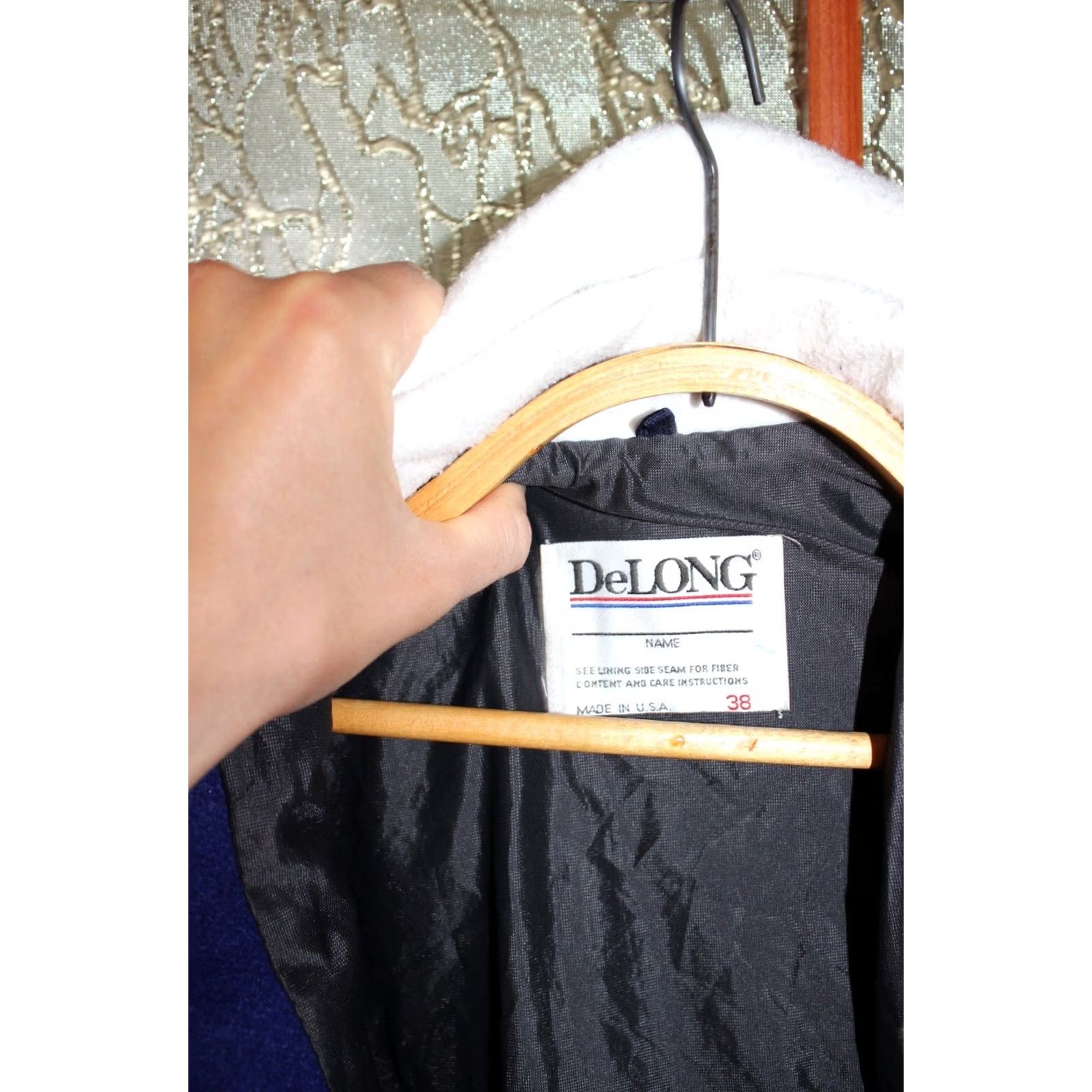 Vintage VINTAGE DeLong Varsity Bomber Jacket Men size 38 Blue 90s USA Jacket Size US XXS / EU 40 - 3 Thumbnail