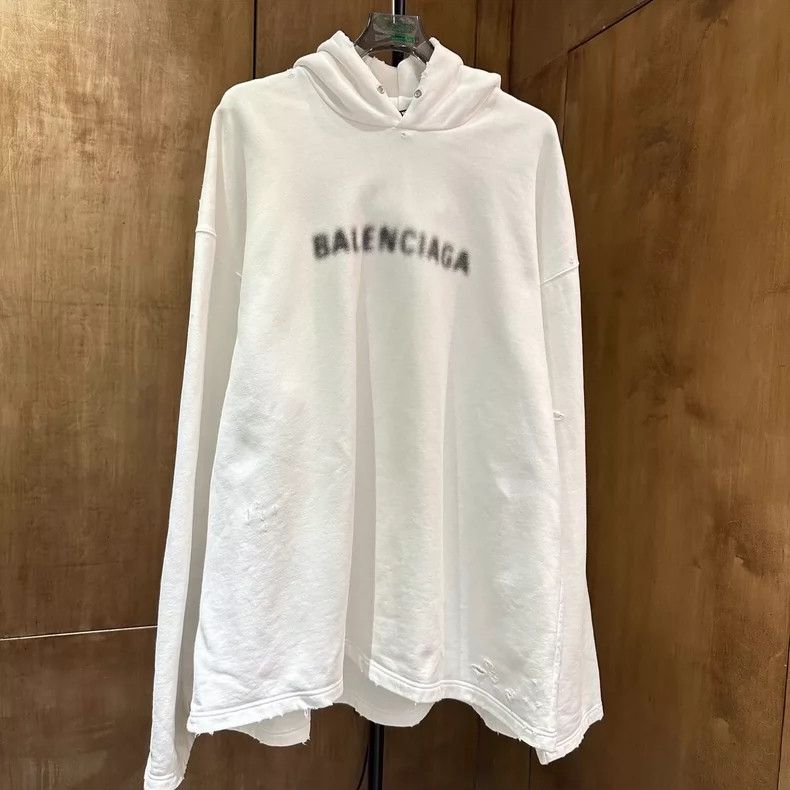 Balenciaga White fuzzy letters destroy hoodies and sweater