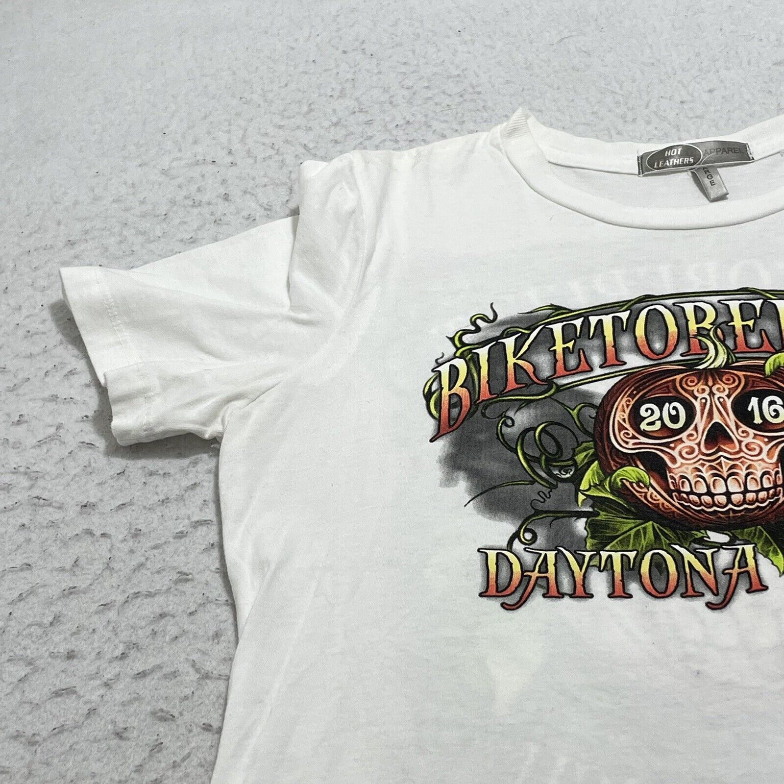 Vintage Hot Leathers 2016 Daytona Beach Biketober Fest T-Shirt Size L / US 10 / IT 46 - 13 Thumbnail