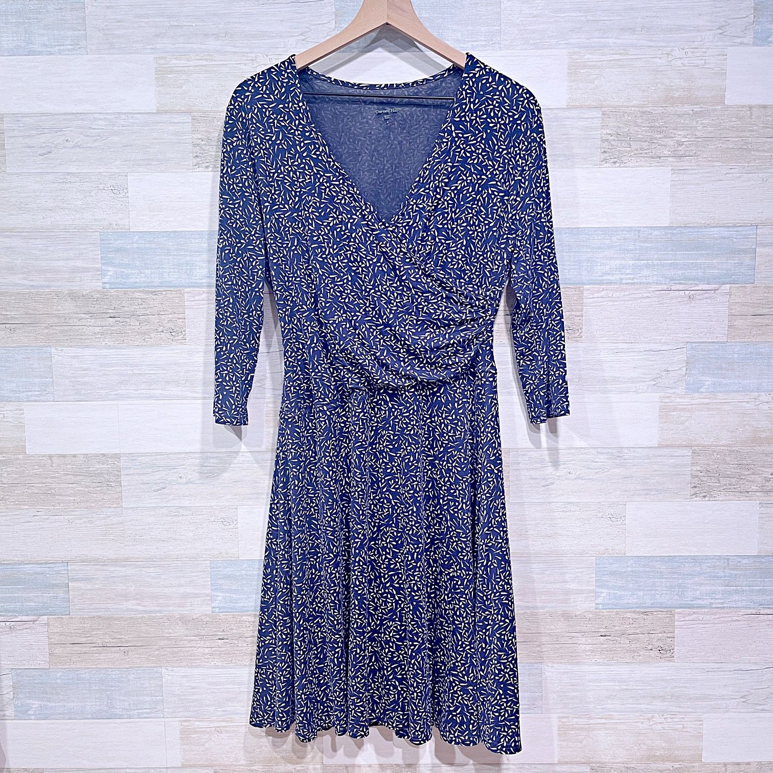 Other Garnet Hill 3/4 Sleeve Wrap Dress Blue White Womens Medium Size M / US 6-8 / IT 42-44 - 1 Thumbnail
