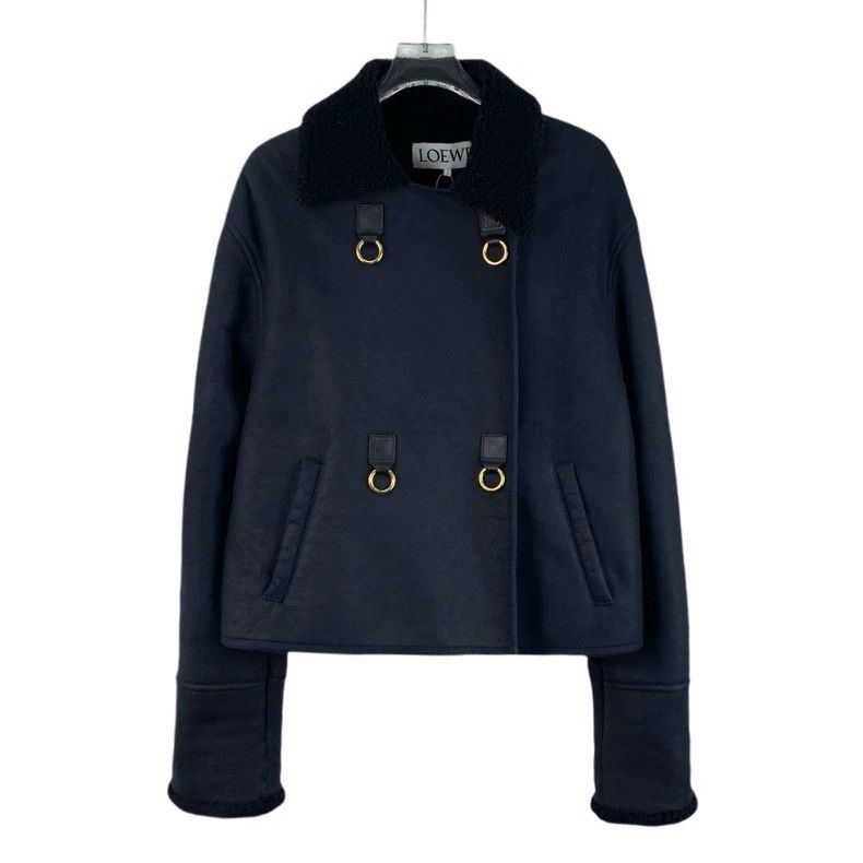 Loewe Loewe Dark blue collar long sleeve fur jacket Size S / US 4 / IT 40 - 1 Thumbnail