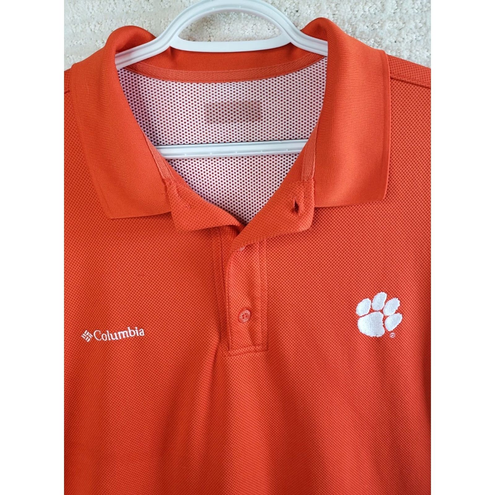 Vintage Columbia PFG Polo Shirt Orange CLEMSON Tigers Men's XL Polyester Size US XL / EU 56 / 4 - 3 Thumbnail