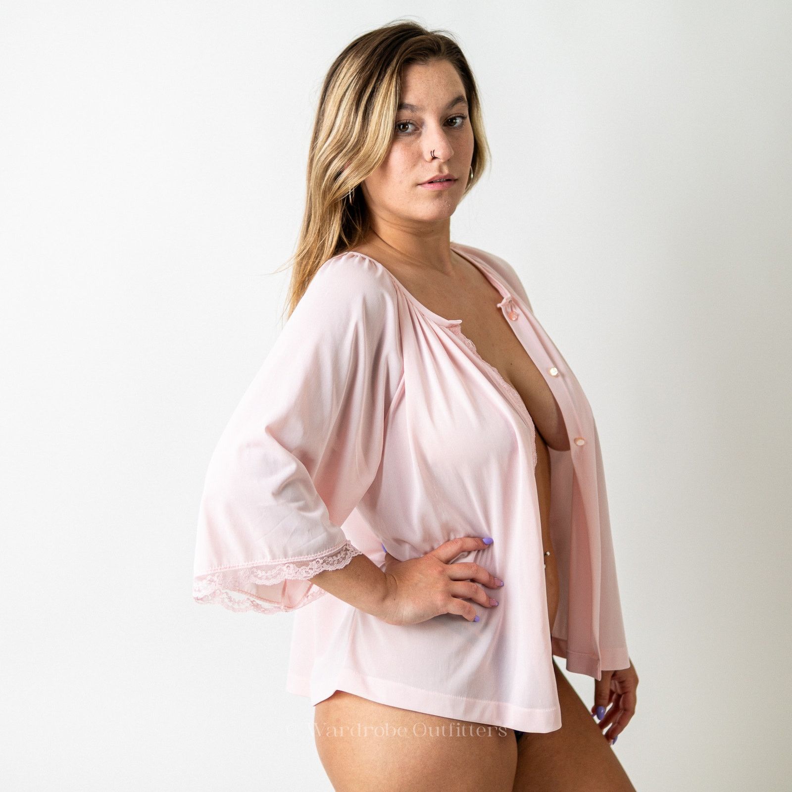 Vintage Vintage 80s Pastel Pink Nightgown Lingerie Top Size ONE SIZE - 2 Thumbnail