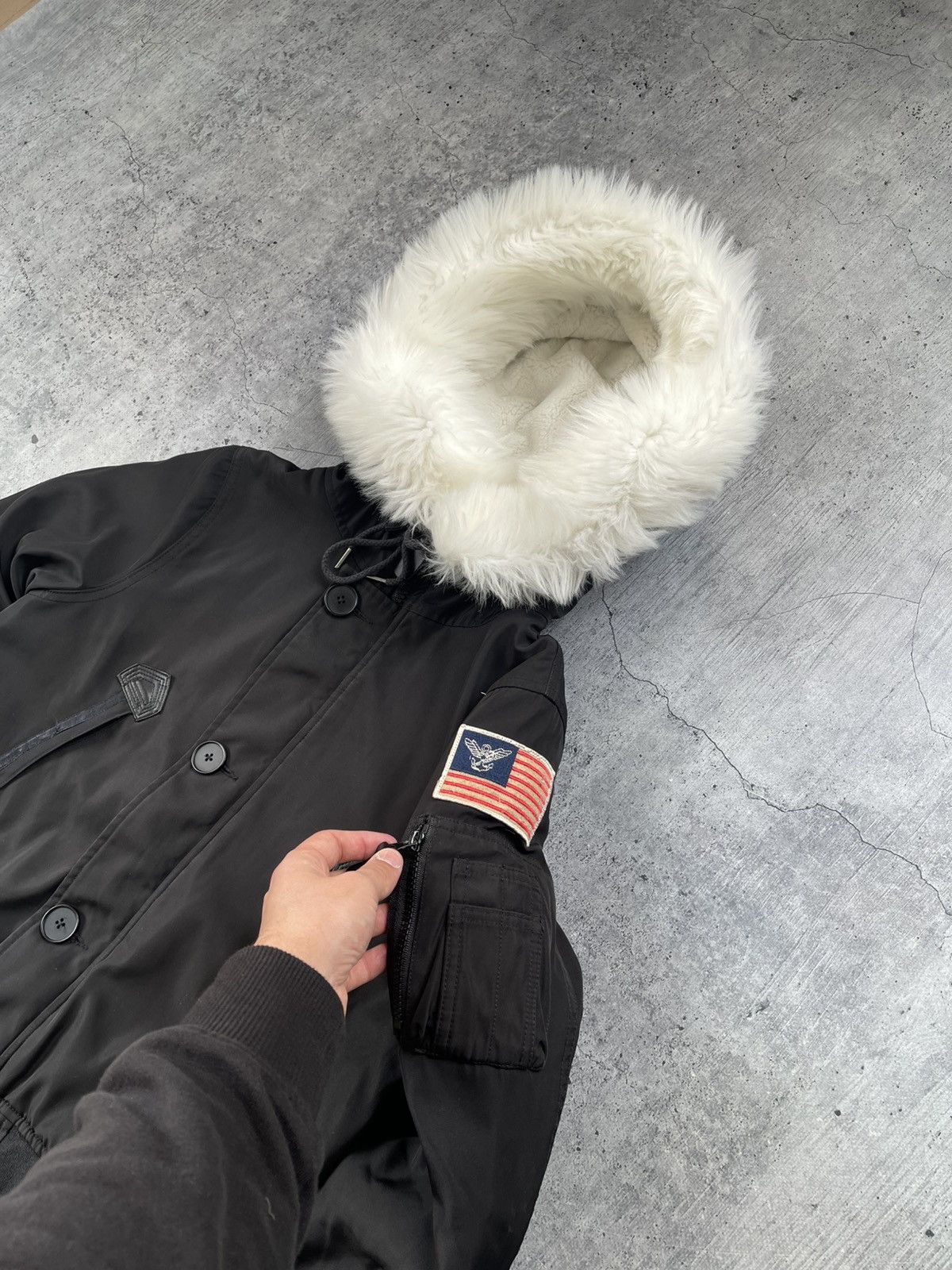 Y2K fur bomber down Parker フライトジャケット Y2K fur bomber down Parker フライトジャケット