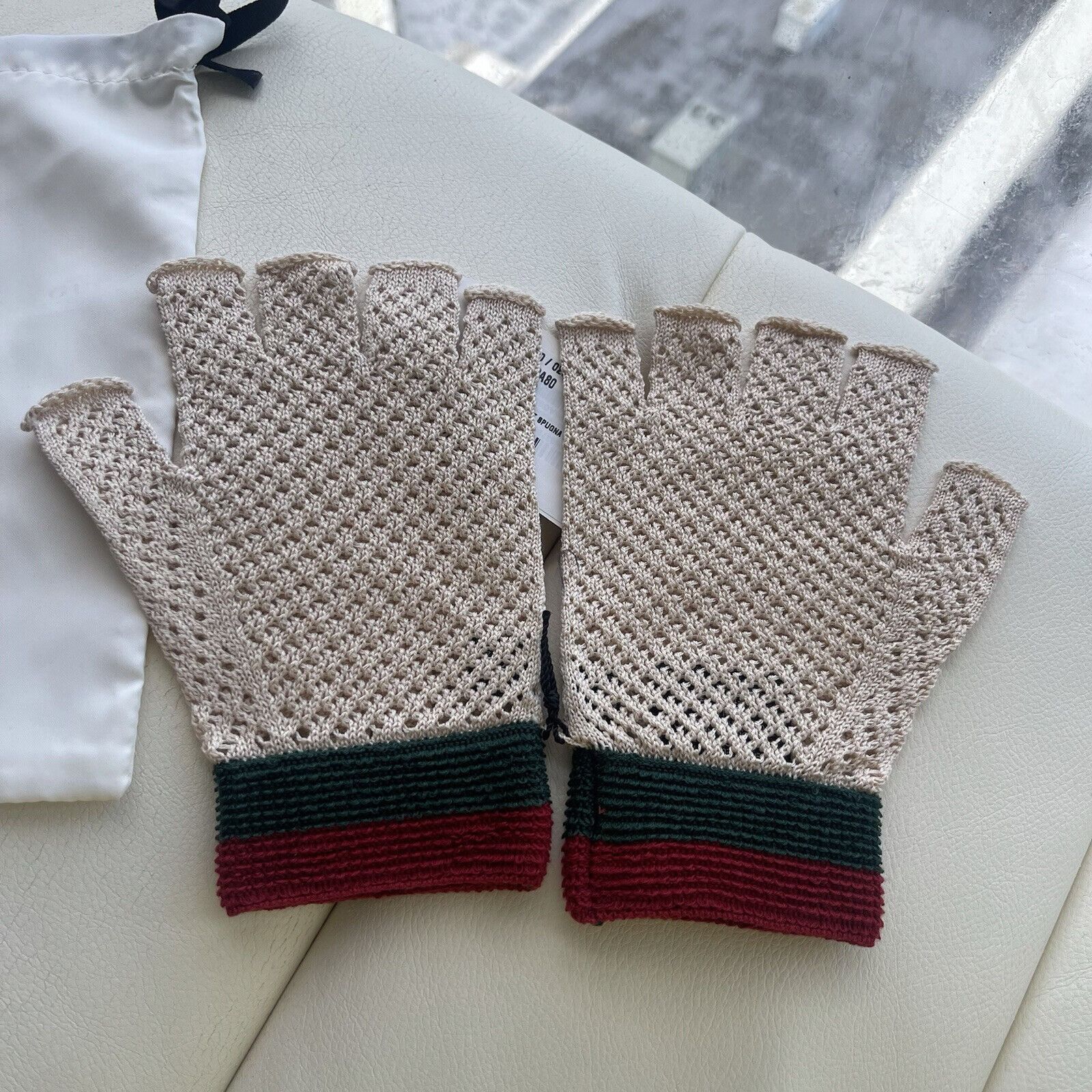 Gucci NEW GUCCI GLOVES CROCHET S 576242 Fingerless Web Red Green Size ONE SIZE - 2 Thumbnail