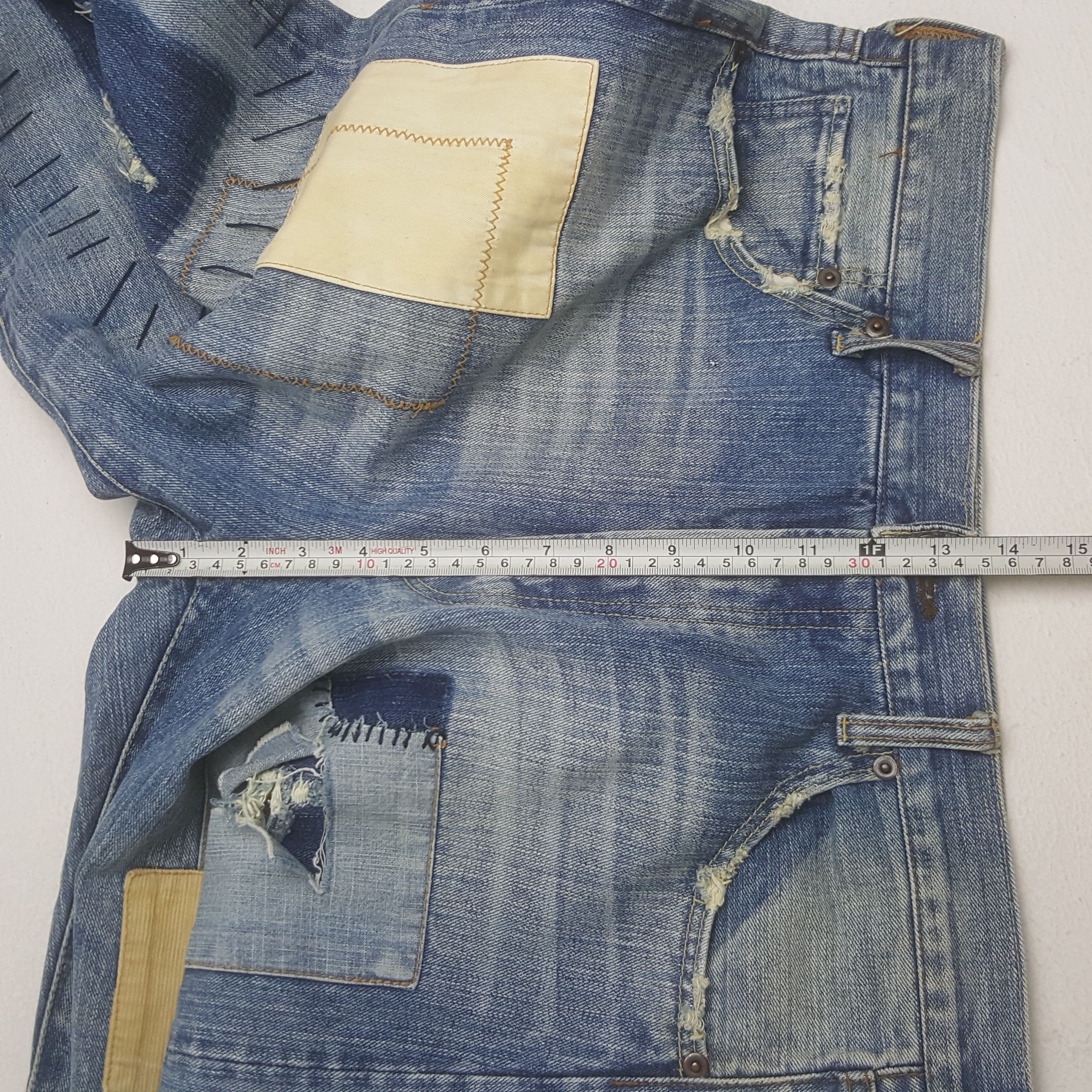Designer × Japanese Brand × Vintage Vintage Exribitionist Patchwork Design Denim Jeans Size US 32 / EU 48 - 8 Thumbnail