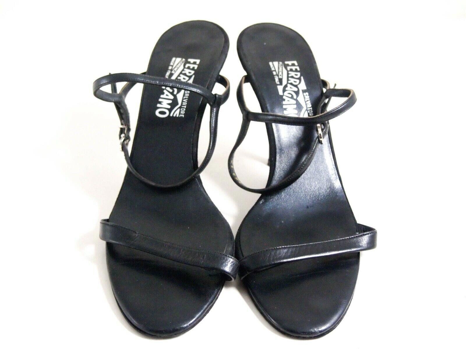 Salvatore Ferragamo Ferragamo Heels Strappy Sandals Black Leather US 10 EU 40.5 Size US 10 / IT 40 - 3 Thumbnail