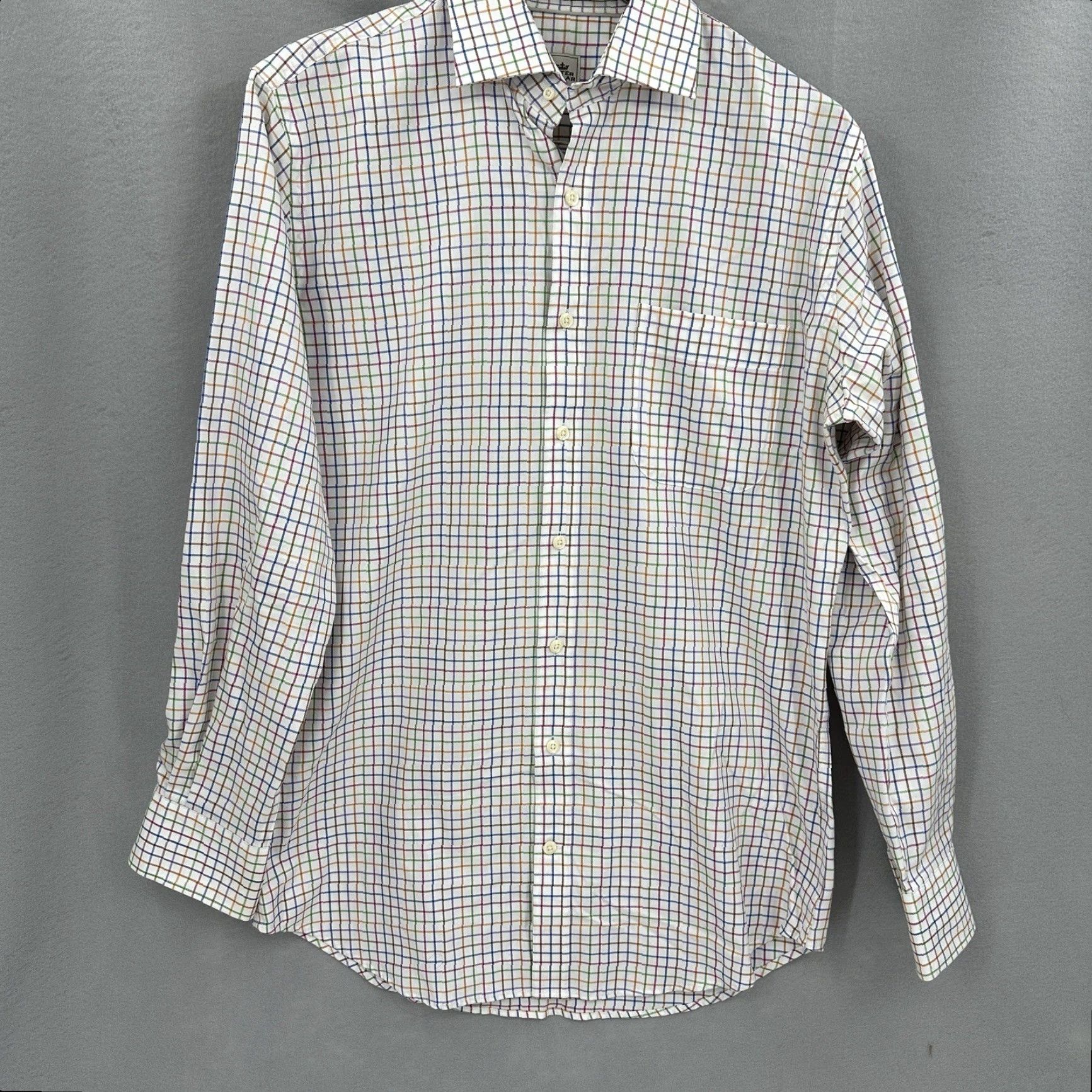 Peter Millar Peter Millar Shirt Mens Medium Windowpane Check Button Front Long White Size US M / EU 48-50 / 2 - 7 Thumbnail