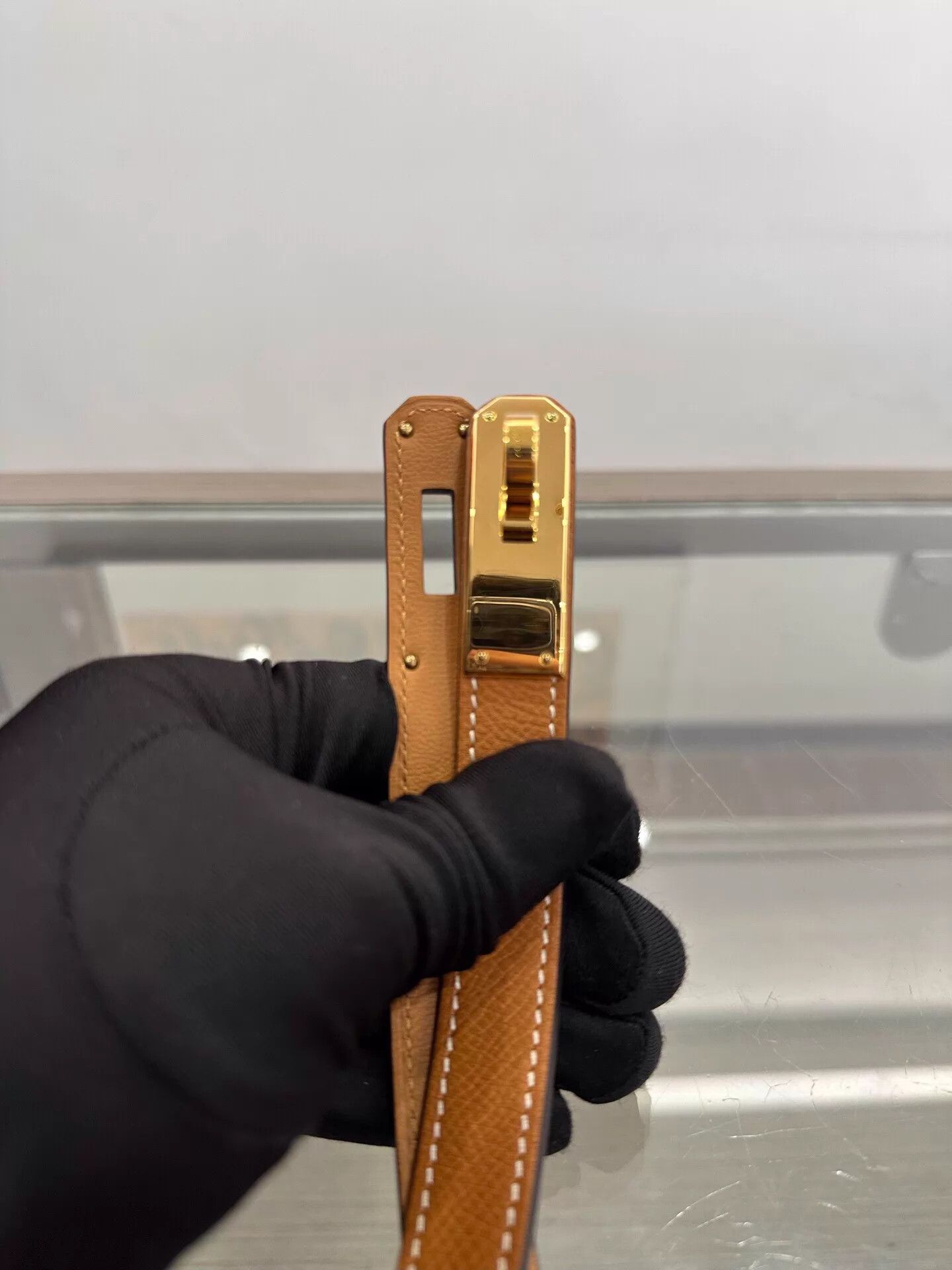 Hermes Hermes Kelly buckle 2cm belt Gold Brown 85 D mint box Size ONE SIZE - 4 Thumbnail