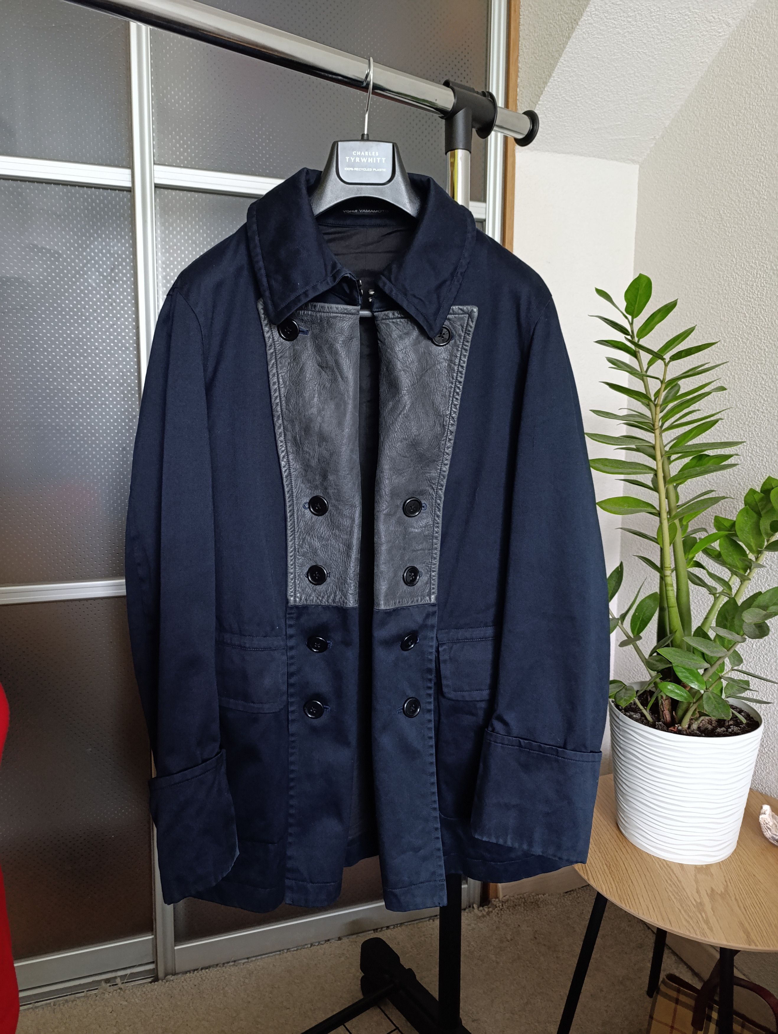 Yohji Yamamoto YOHJI YAMAMOTO Y'S MENS LEATHER SWITCHING COLOR DOUBLE COAT Size US XL / EU 56 / 4 - 1 Thumbnail