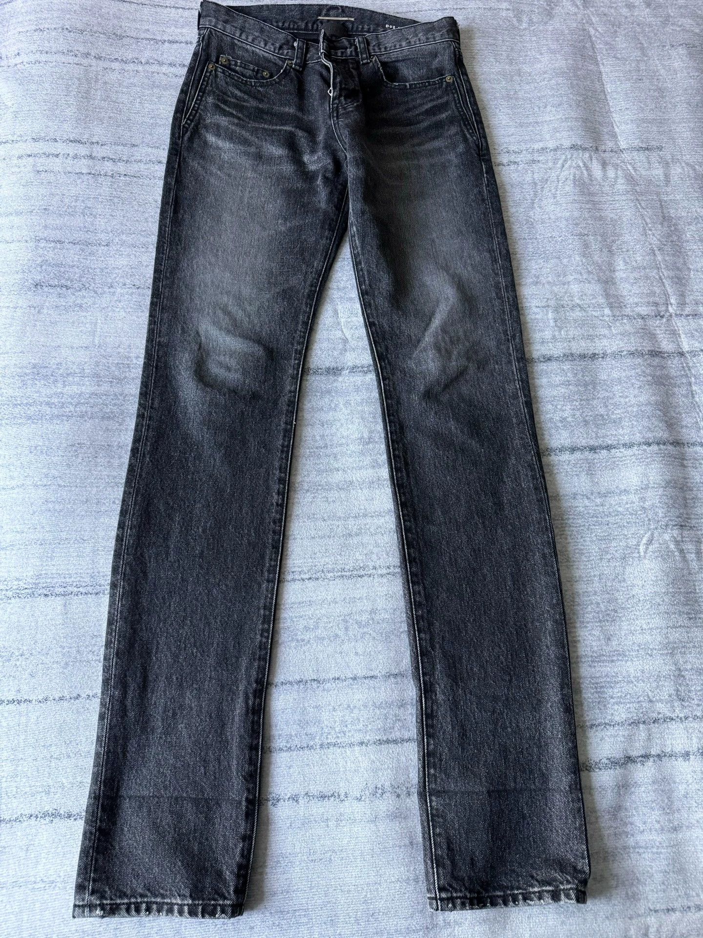 Saint Laurent Paris 17aw washed grey black jeans