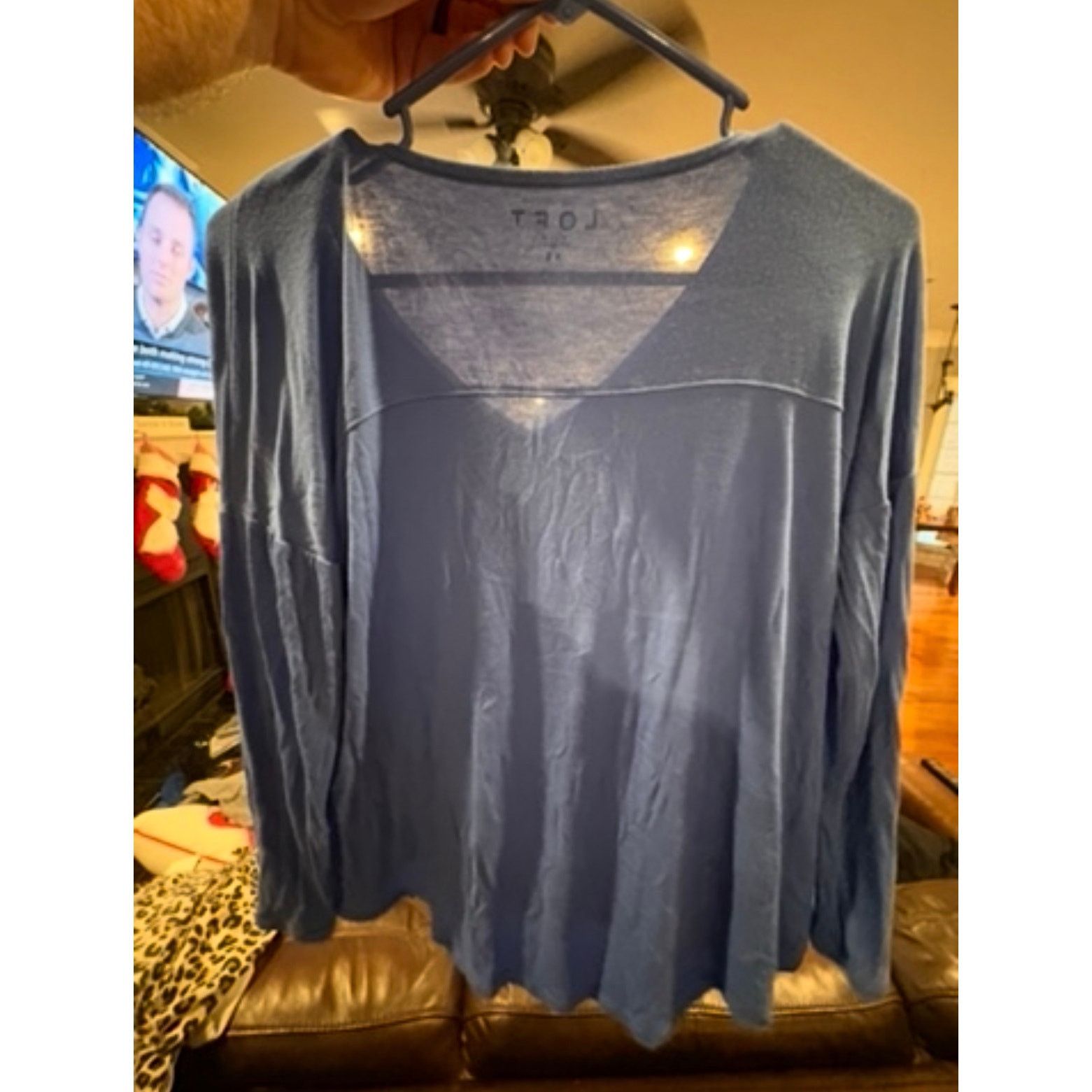 Loft LOFT Women’s Blue V-Neck Long Sleeve Top Size Small Size S / US 4 / IT 40 - 4 Thumbnail